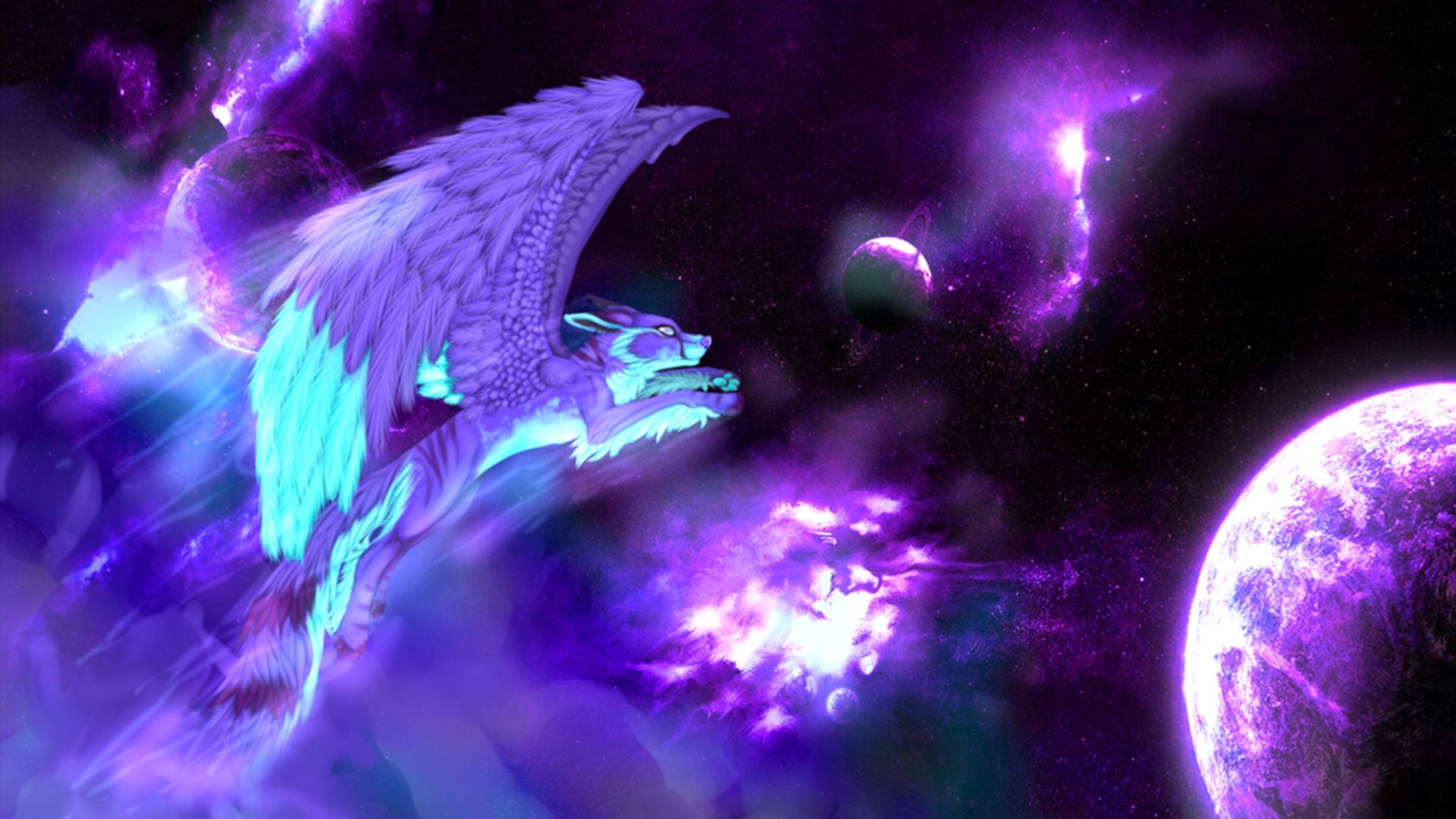 Anghel na Aso sa Nakatutuwang Galaxy Wallpaper