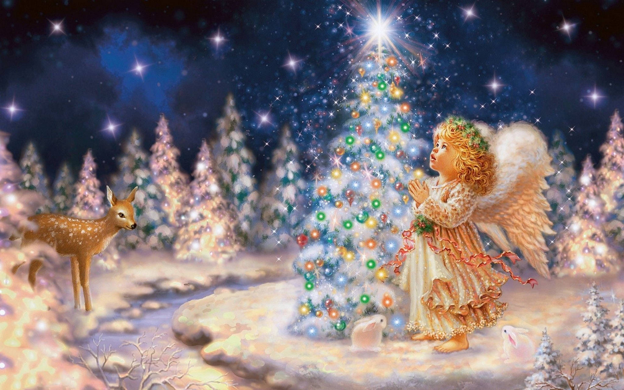 Anghel ng Pasko na Nagdarasal Wallpaper