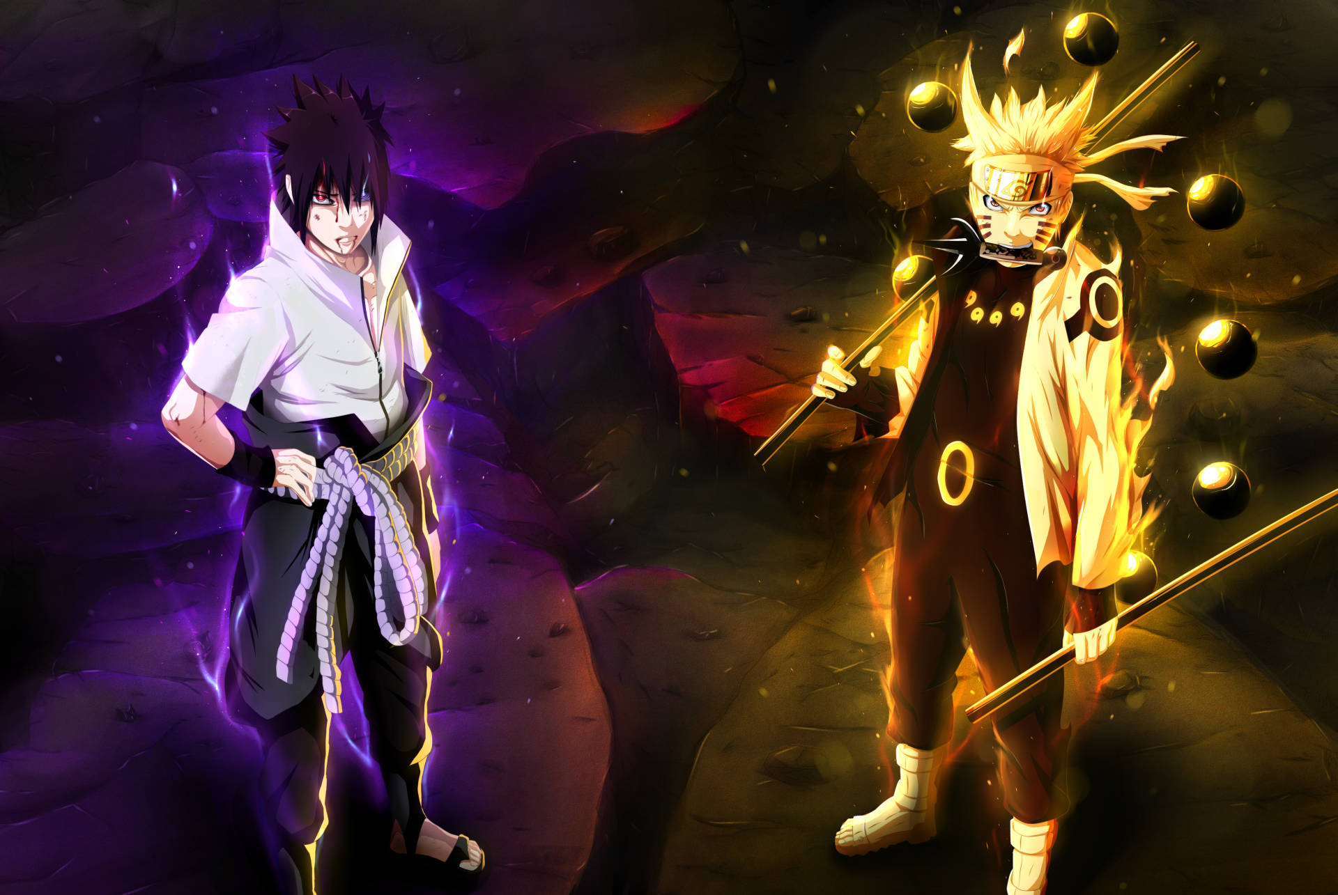 Anim na Landas nina Sasuke at Naruto Laptop Wallpaper