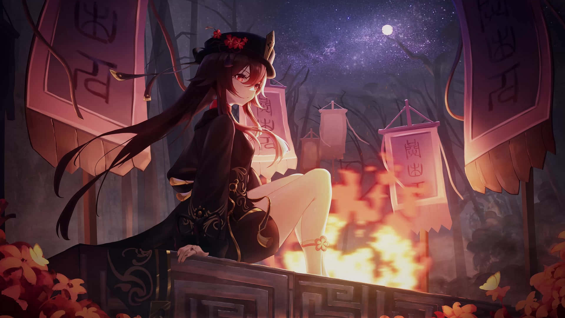 Animated Background Genshin Impact Hu Tao Wallpaper