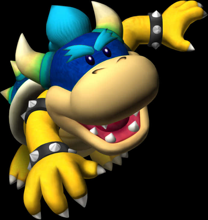 Animated na Asul ang Buhok na Karakter na Bowser Wallpaper
