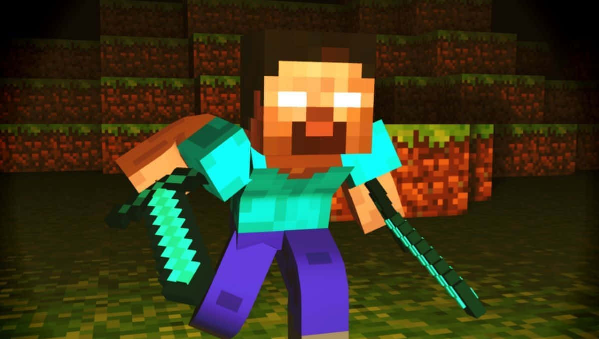Animated na Background ng Karakter na si Herobrine mula sa Minecraft Wallpaper