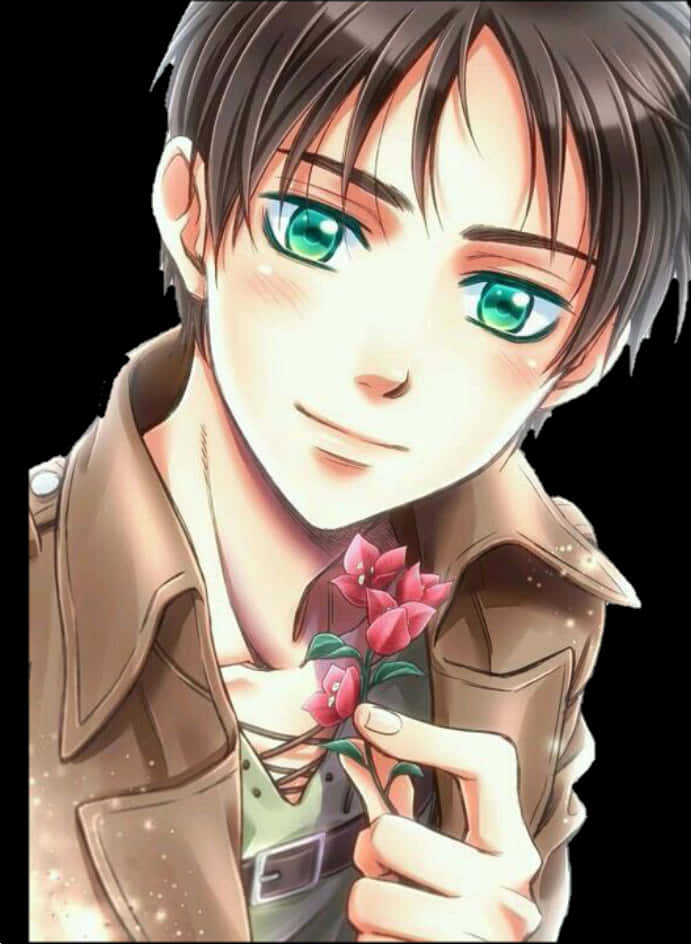 Animated na Karakter na may mga Rosas Wallpaper