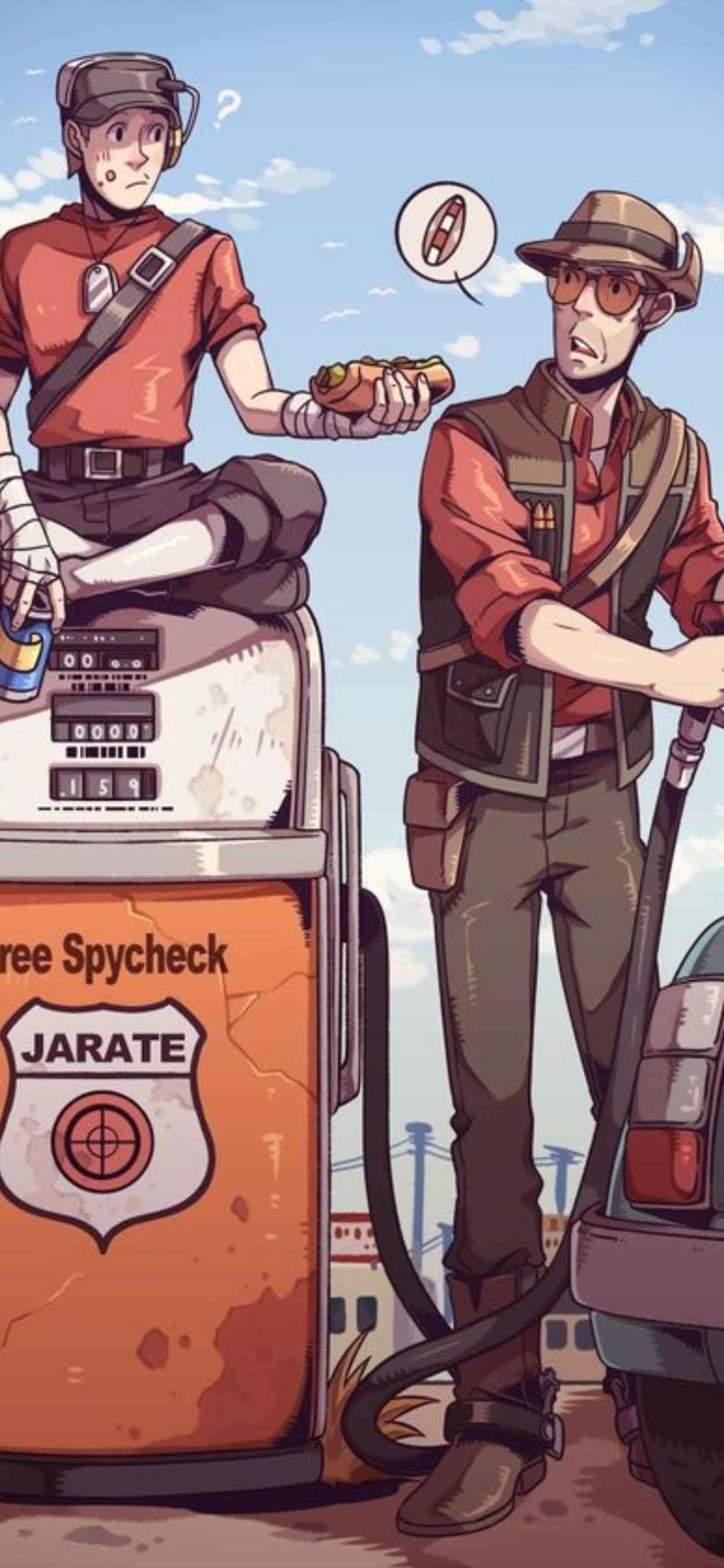 Animated Scout at Sniper iPhone Xs Max Team Fortress 2 Background Wallpaper