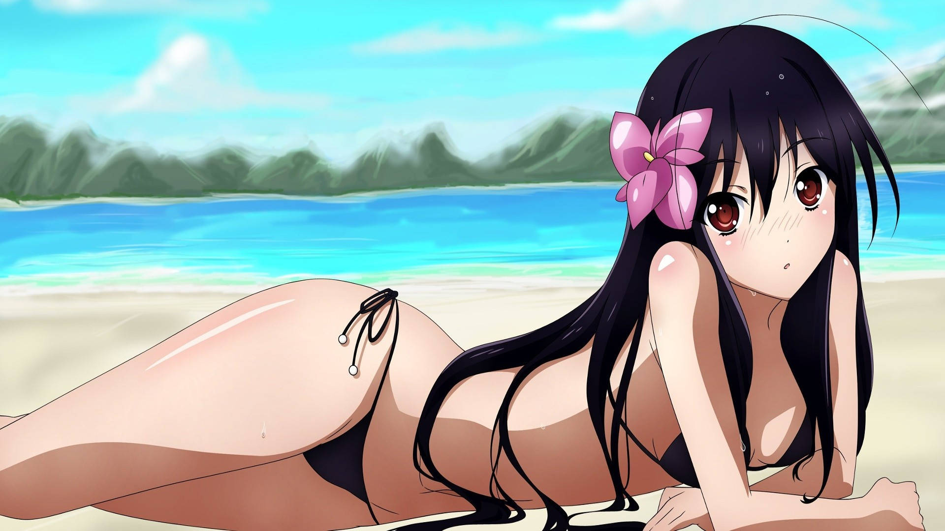 Anime Babae sa Bikini sa Dalampasigan Wallpaper