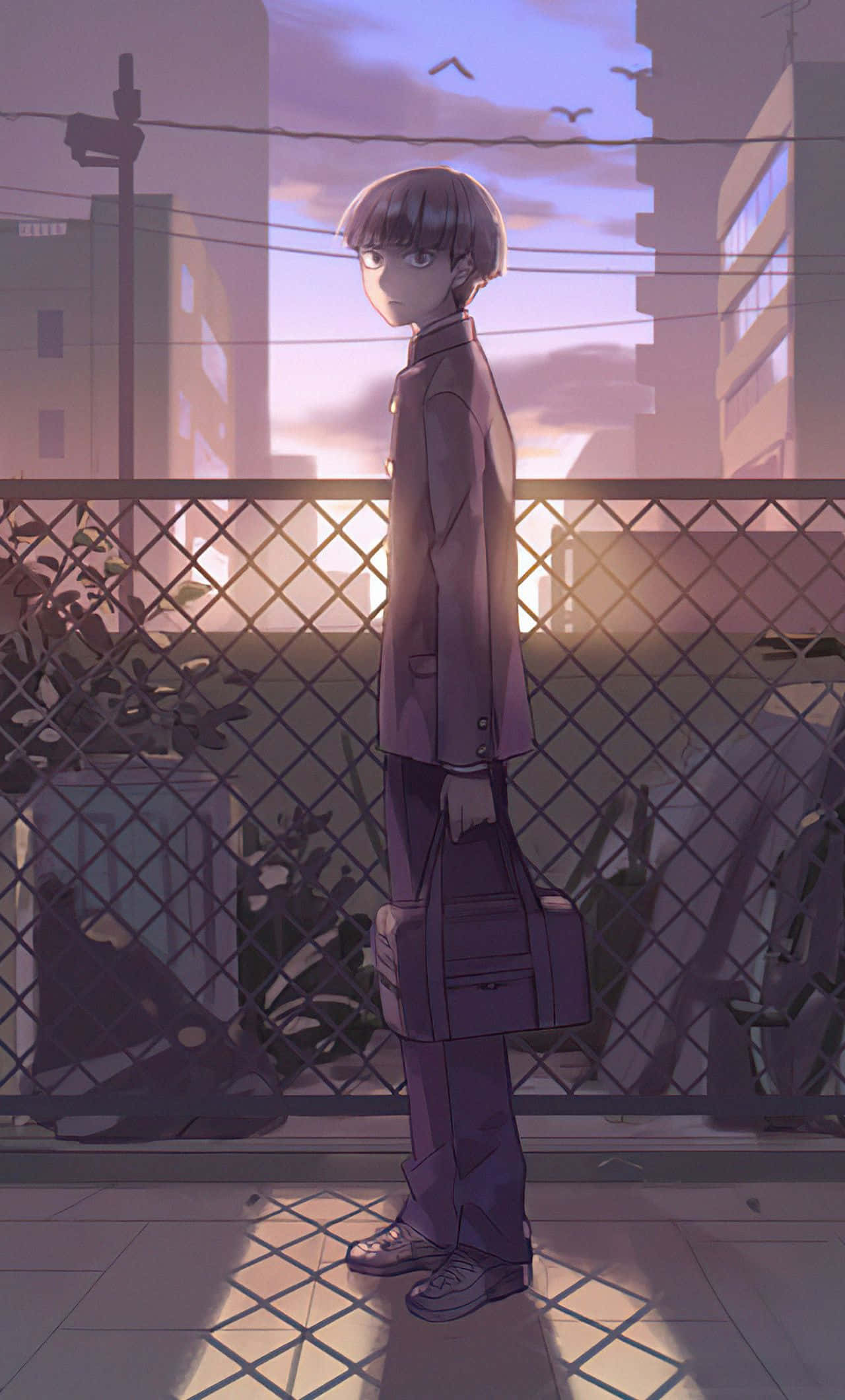 Anime Boy Full Body Mob Psycho iPhone Wallpaper