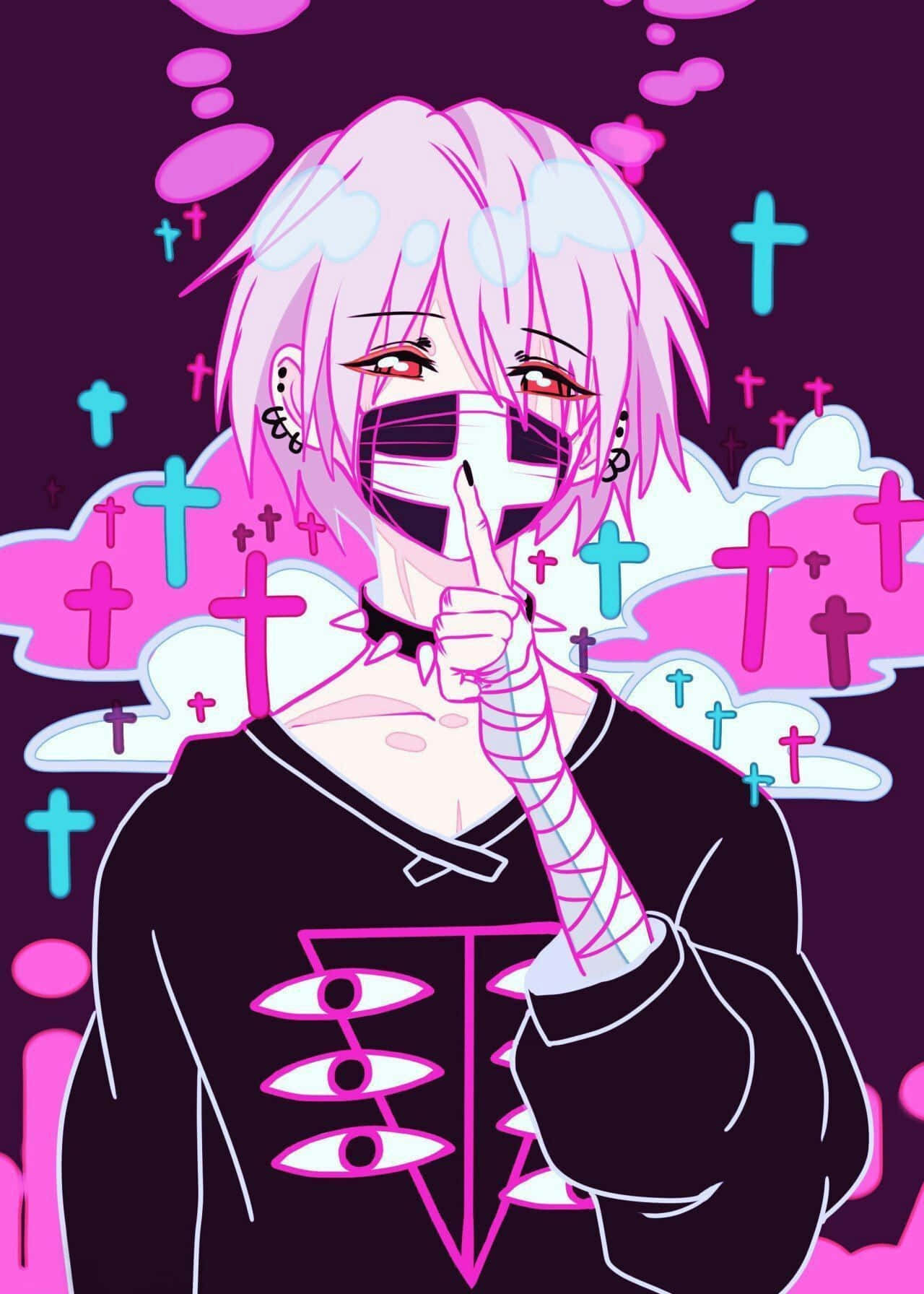 Anime Boy na Gothic Pastel Wallpaper