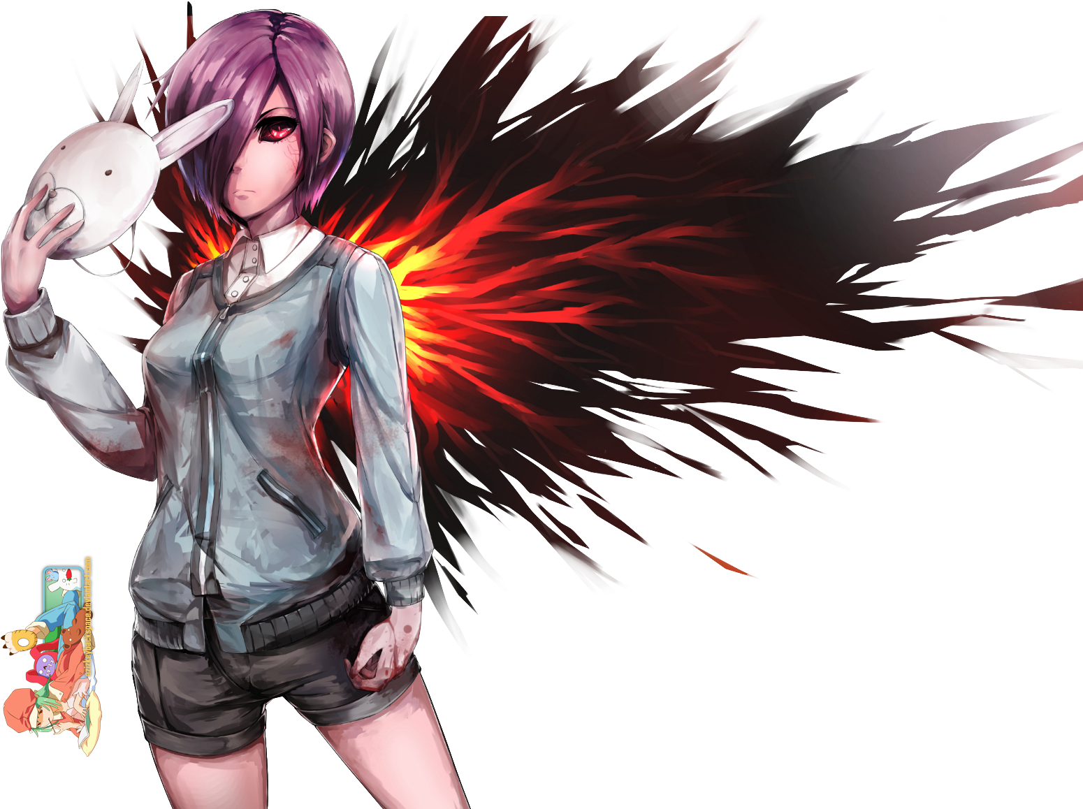 Anime Character na May Mask at Dynamic na Background Wallpaper