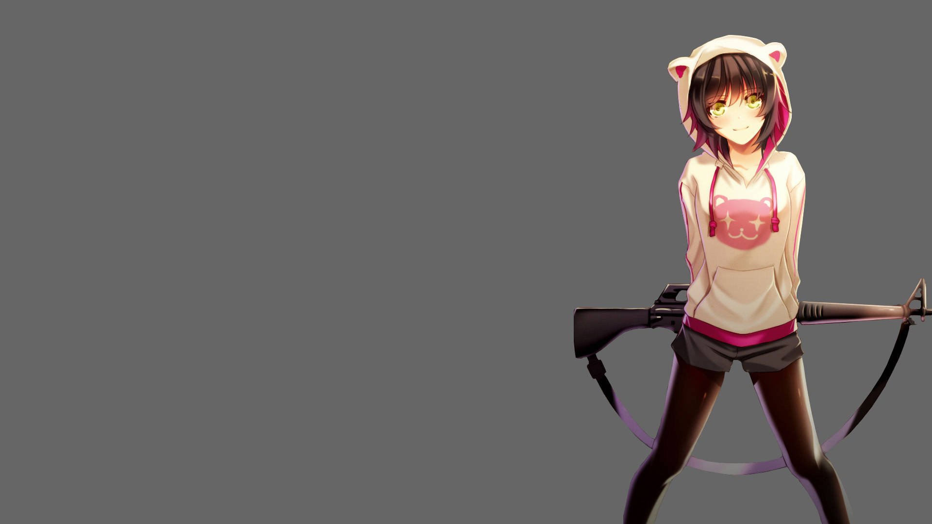 Anime Girl na may Hoodie at Riple Wallpaper