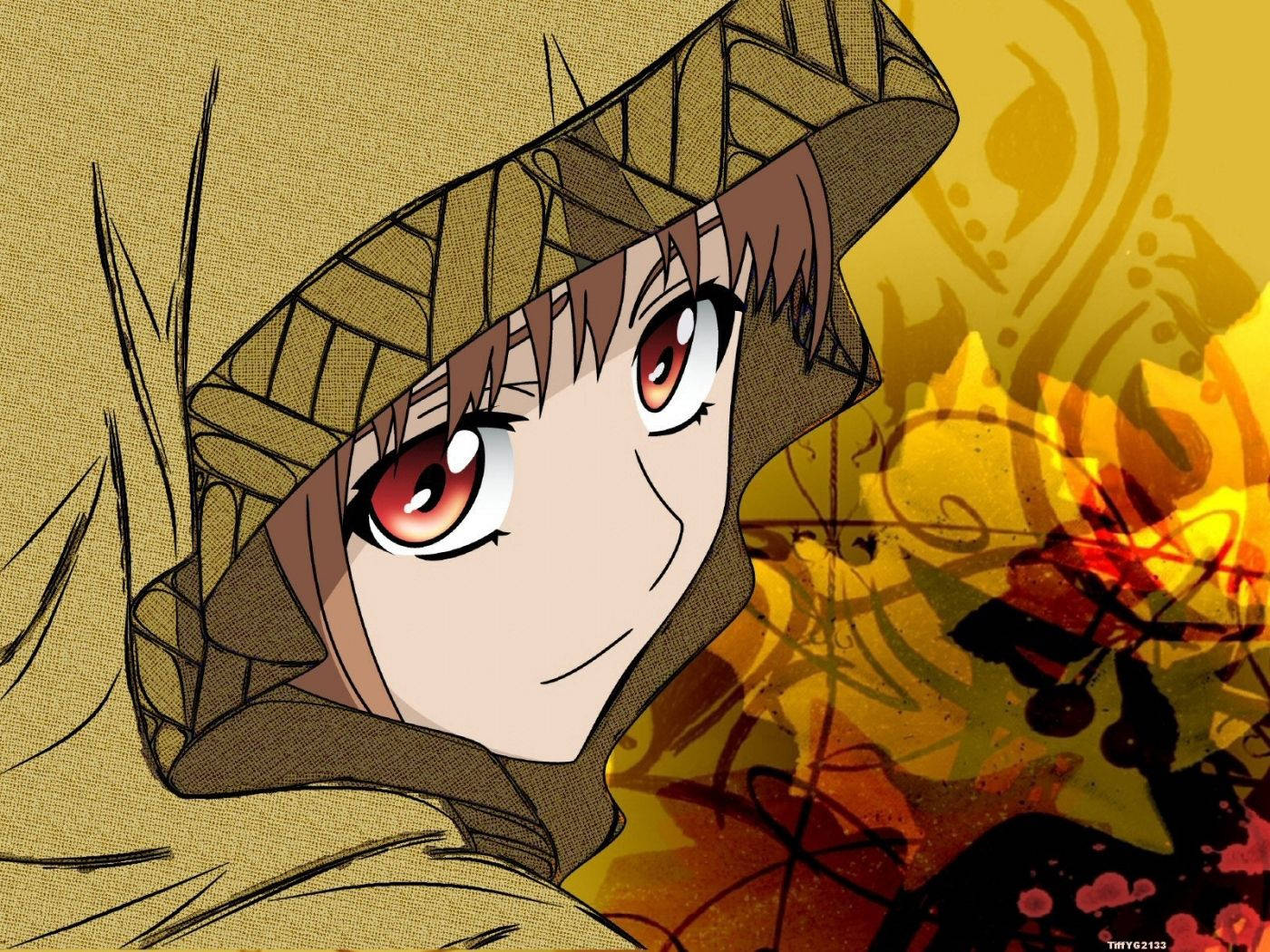 Anime Girl na nakasuot ng brown na balabal, handang magsimula ng bagong paglalakbay Wallpaper