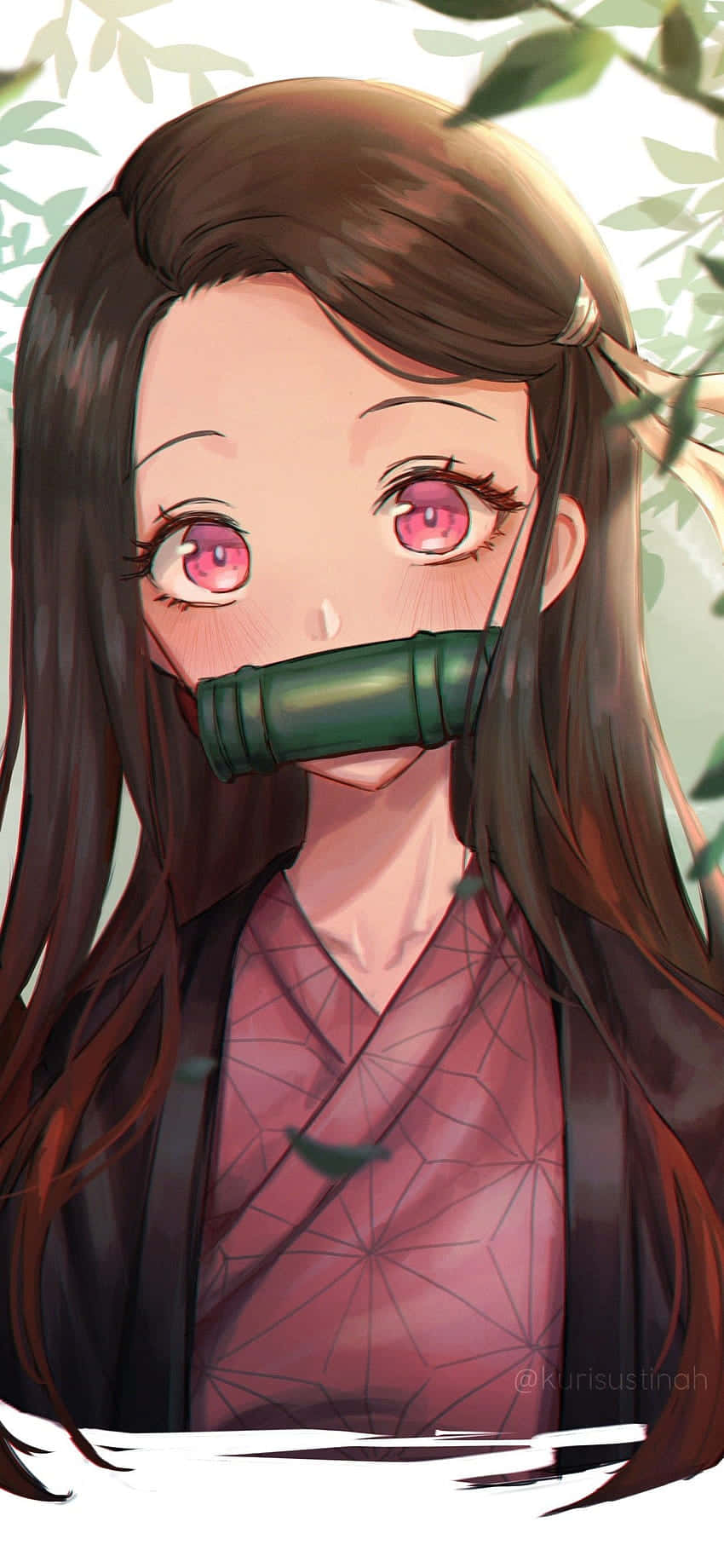 Anime Girl na si Nezuko mula sa Demon Slayer, Cute Portrait Wallpaper