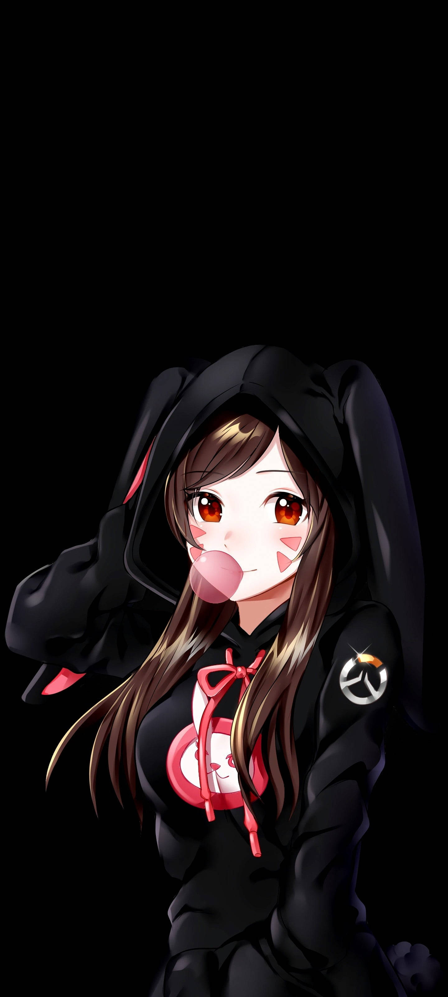 Anime Girl OLED Phone Wallpaper