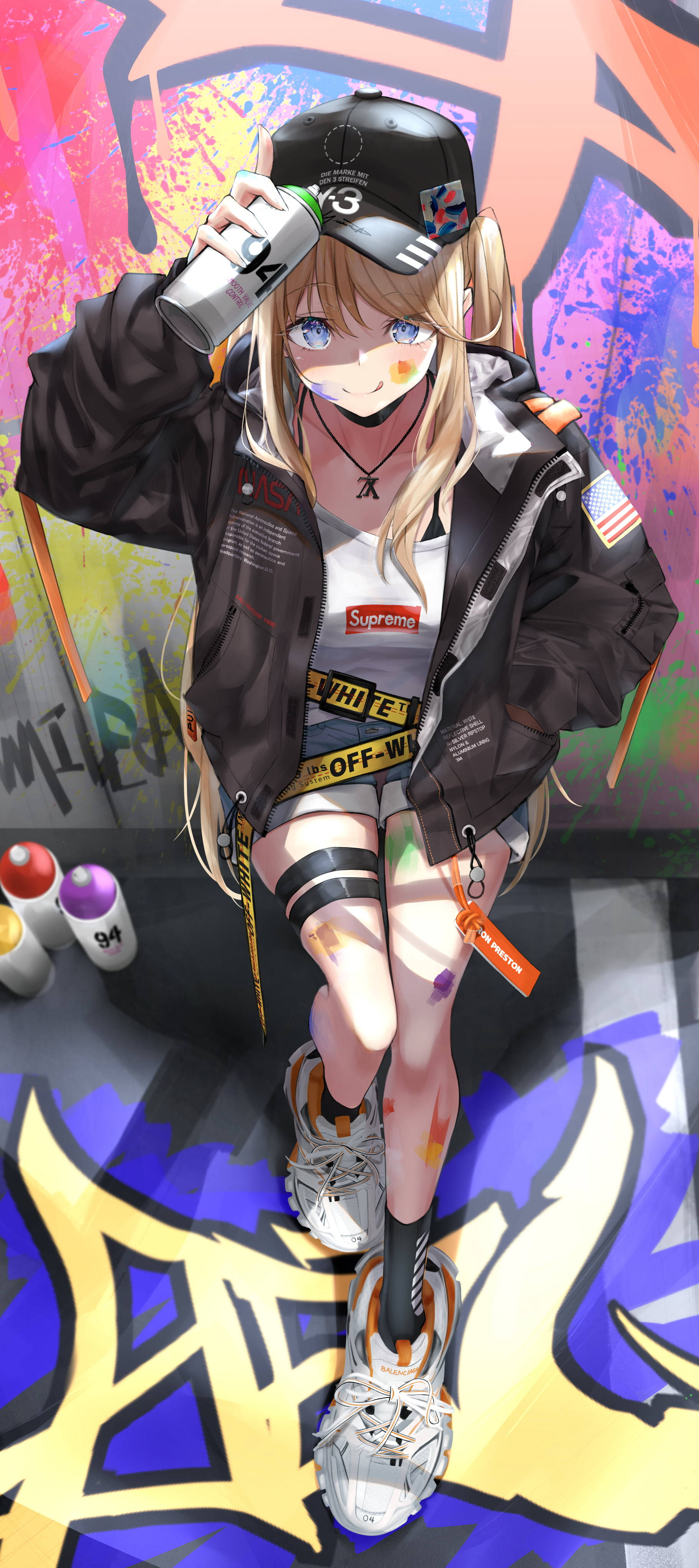 Anime Girl Wall Graffiti iPhone Wallpaper