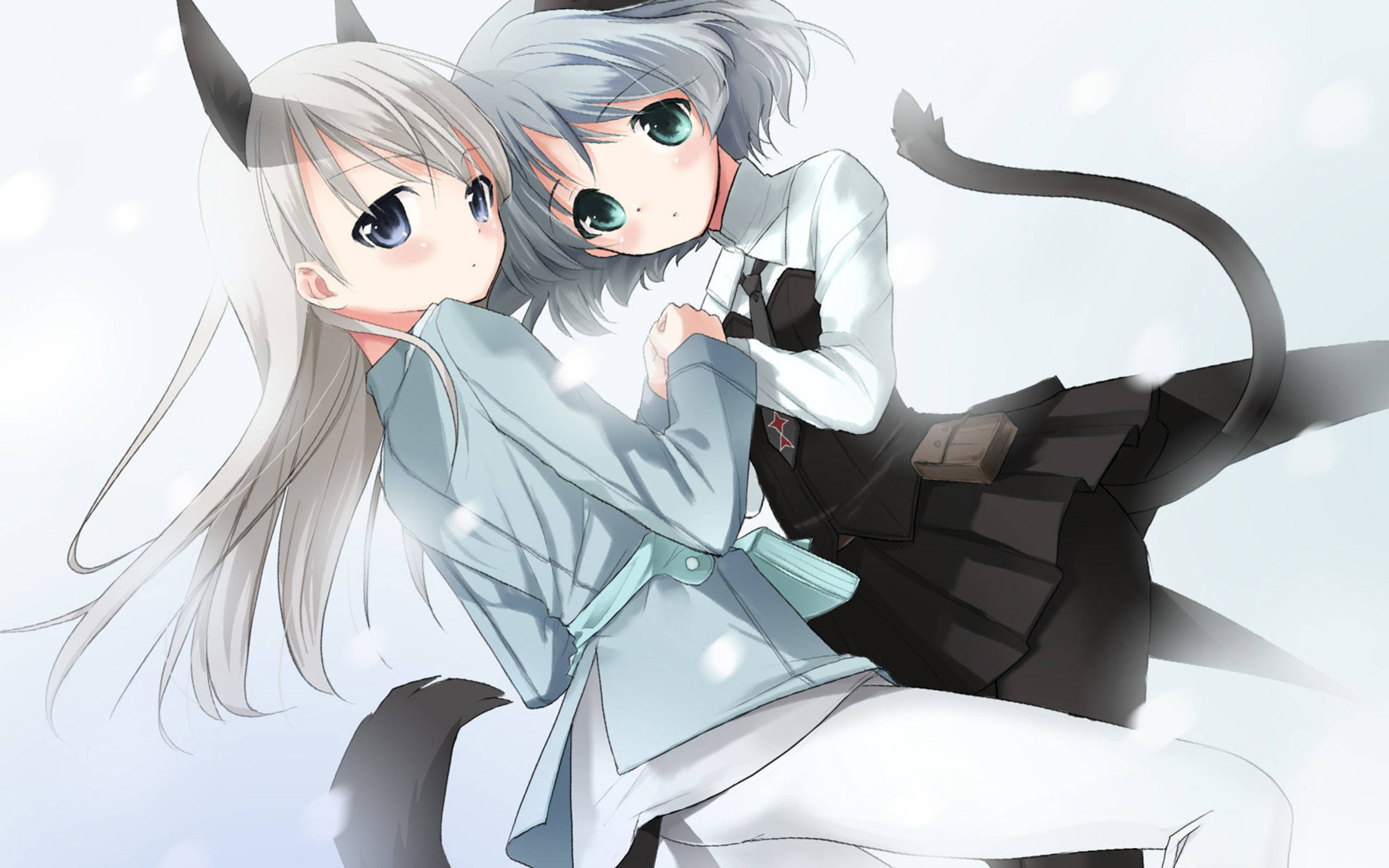 Anime Lesbian na Magkasintahang Pusa Wallpaper