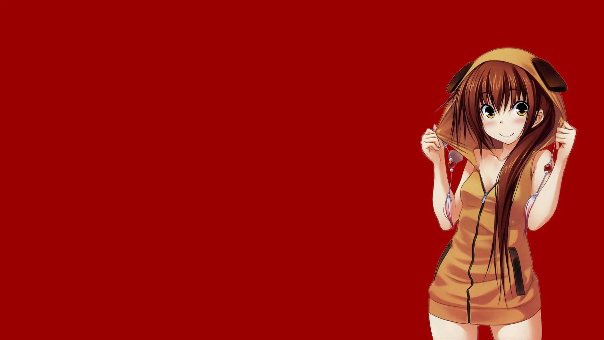 Anime na Babae na Hoodie ni Kazuko Kawakami Wallpaper