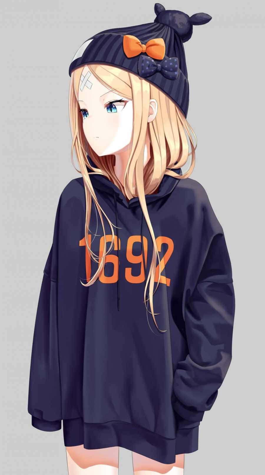 Anime na Babae na Nakatakip sa Kumportableng Hoodie Wallpaper