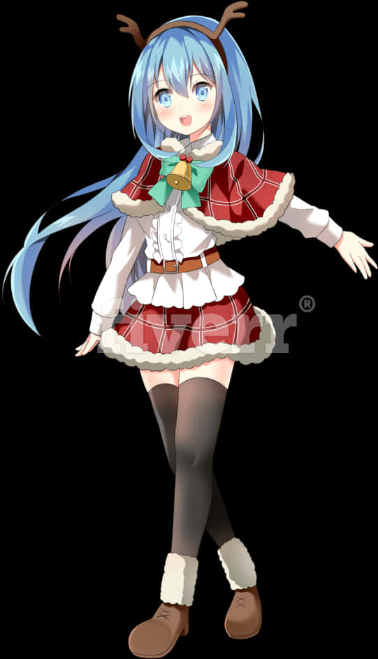 Anime na Babaeng Naka-Reindeer Costume Wallpaper