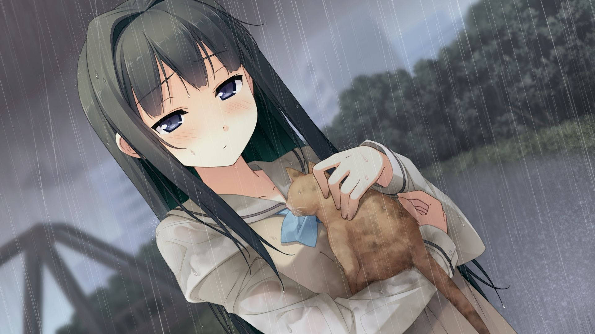 Anime na Babaeng May Kasamang Pusa Nightcore Wallpaper