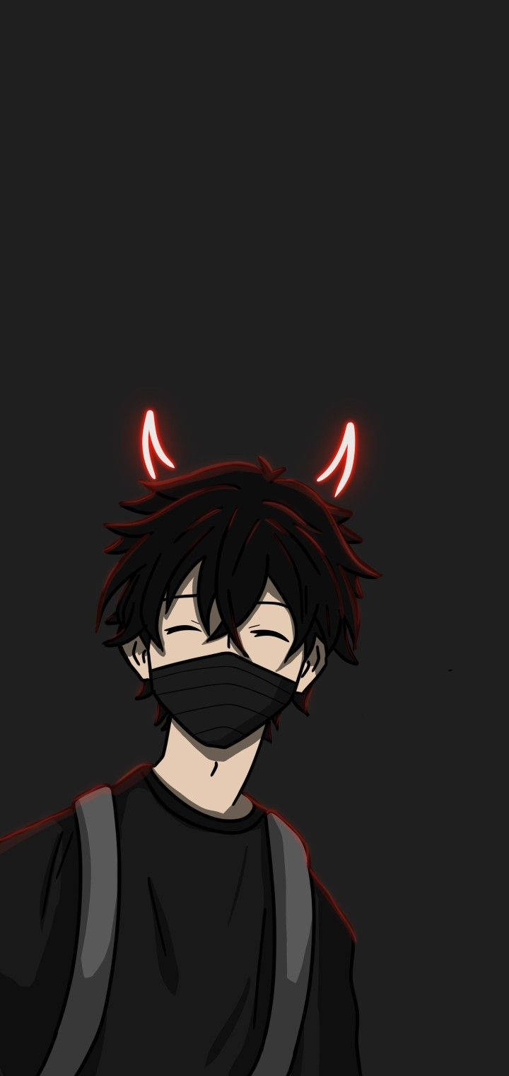 Anime na Batang Lalaki na may Maitim na Sungay ng Demonyo Wallpaper