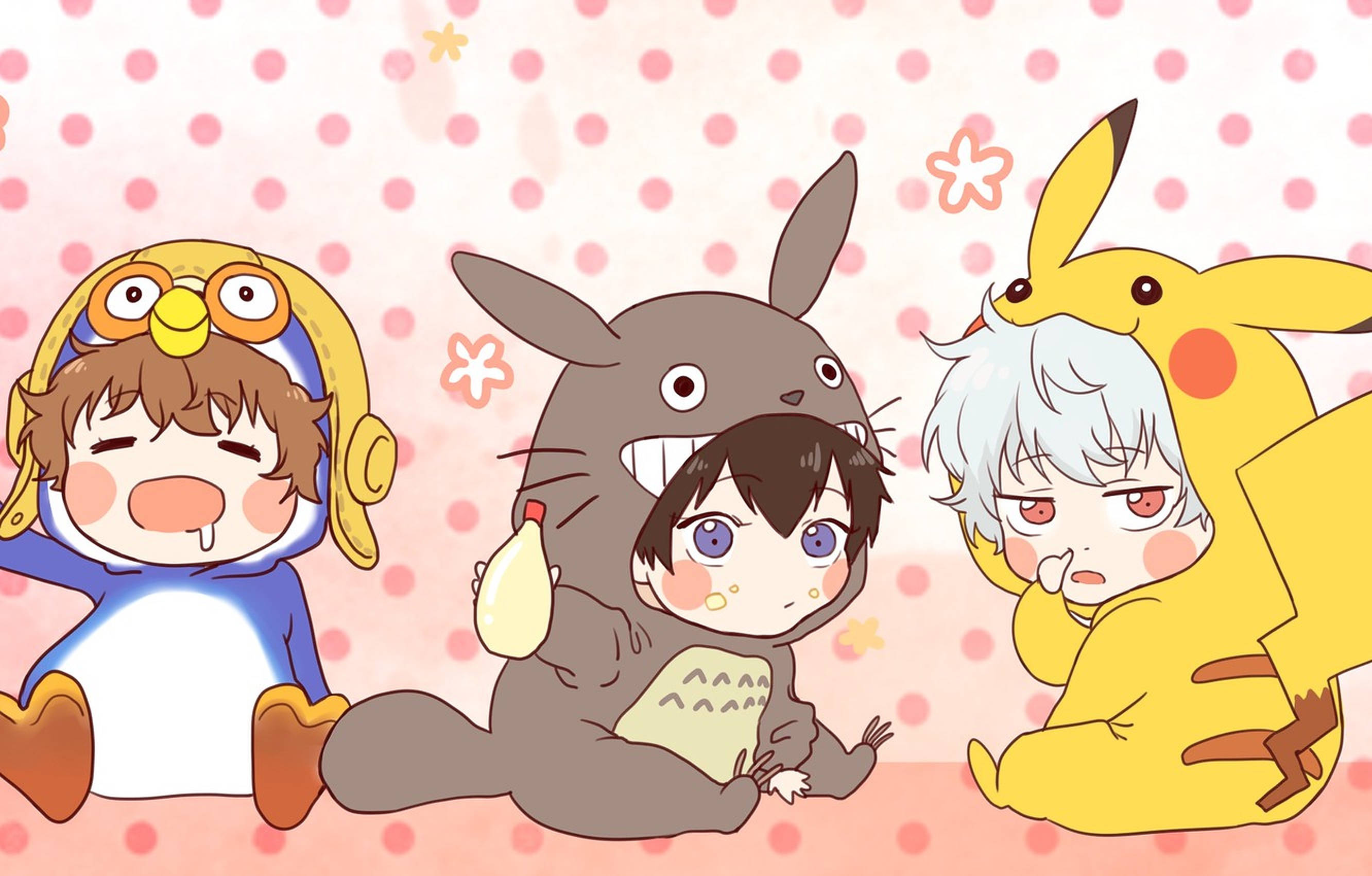 Anime na mga Bata na Naka-Picachu Onesie Wallpaper