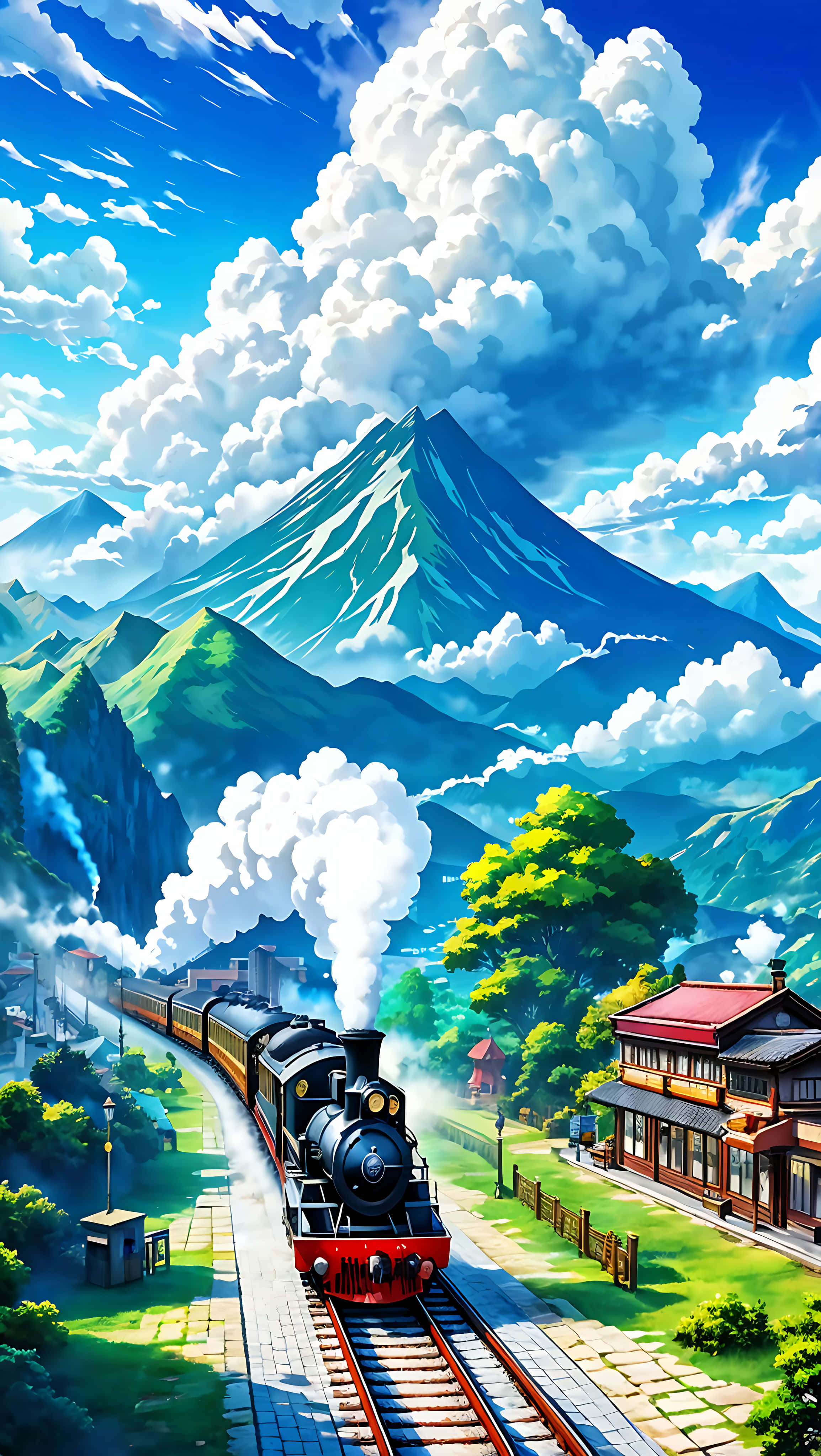 anime na tren sa kalikasan lofi backgrounds Wallpaper