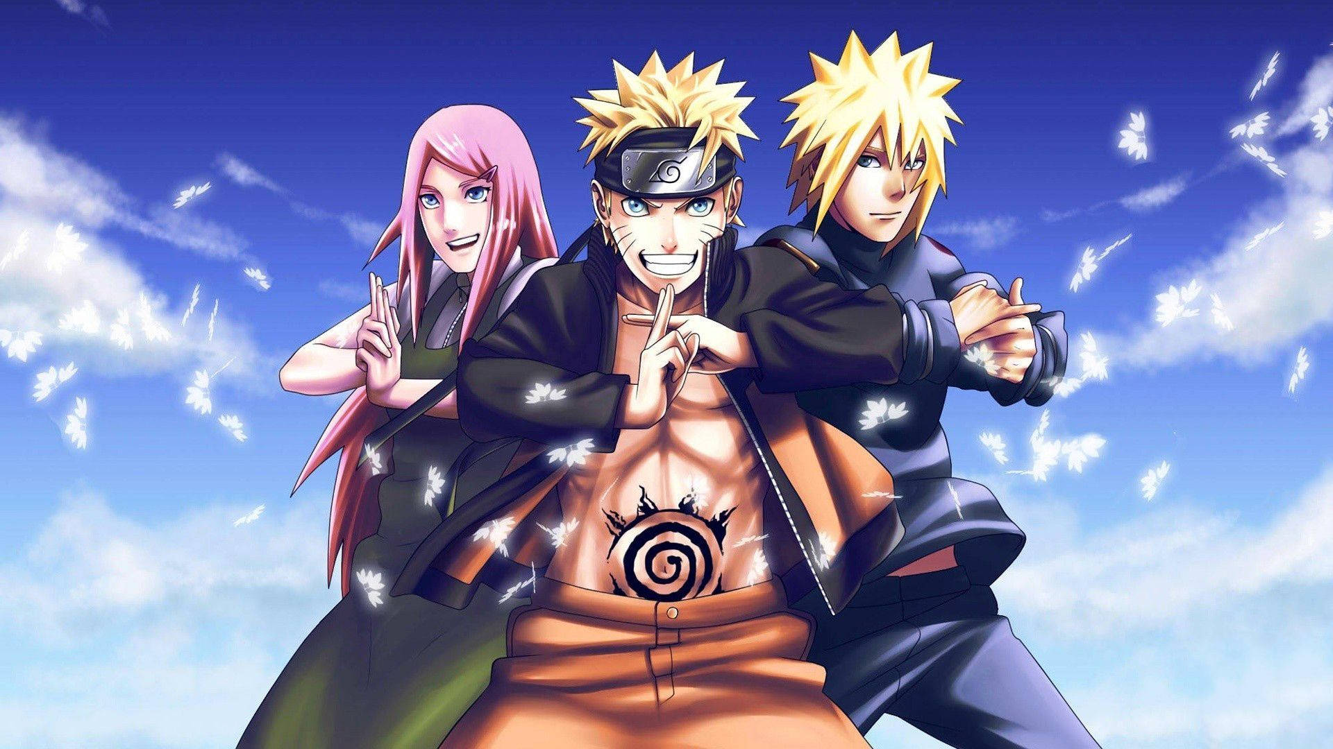 Anime Naruto Kasama si Sakura at Minato Wallpaper