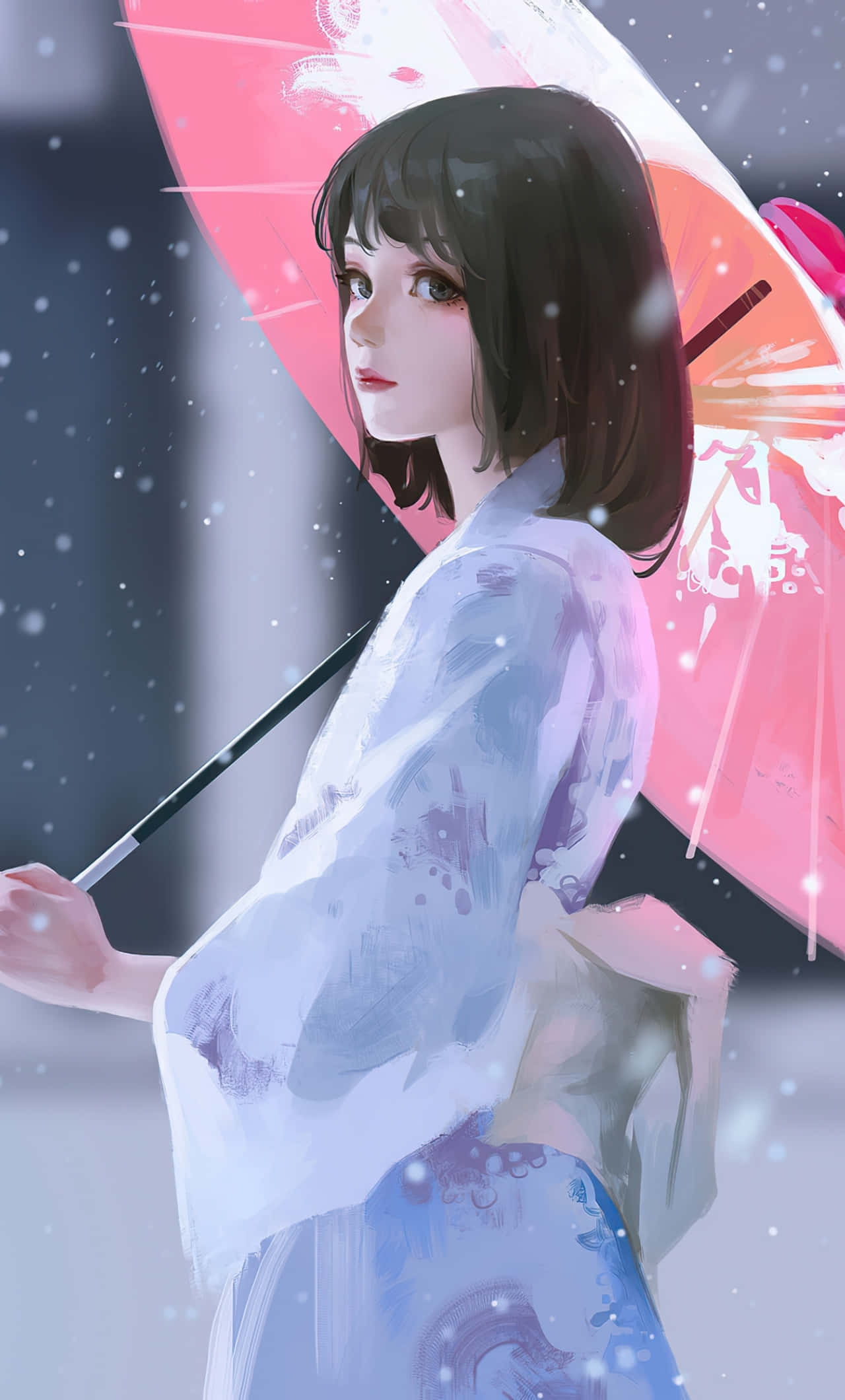 Anime Teen Girl In Kimono Picture Wallpaper