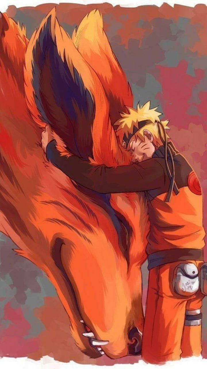 Anime Uzumaki Yakap kay Naruto Kurama Wallpaper