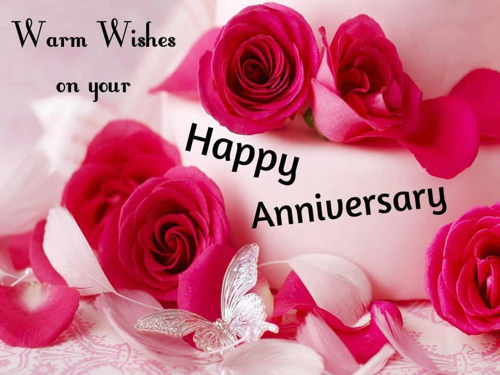Anniversary Wedding Cake na May Pink na Rosas Wallpaper