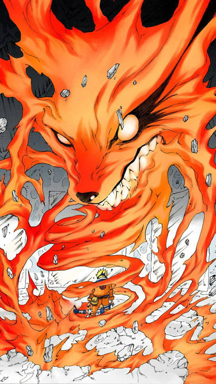Apoy ni Kurama na Pumapaligid kay Naruto Wallpaper