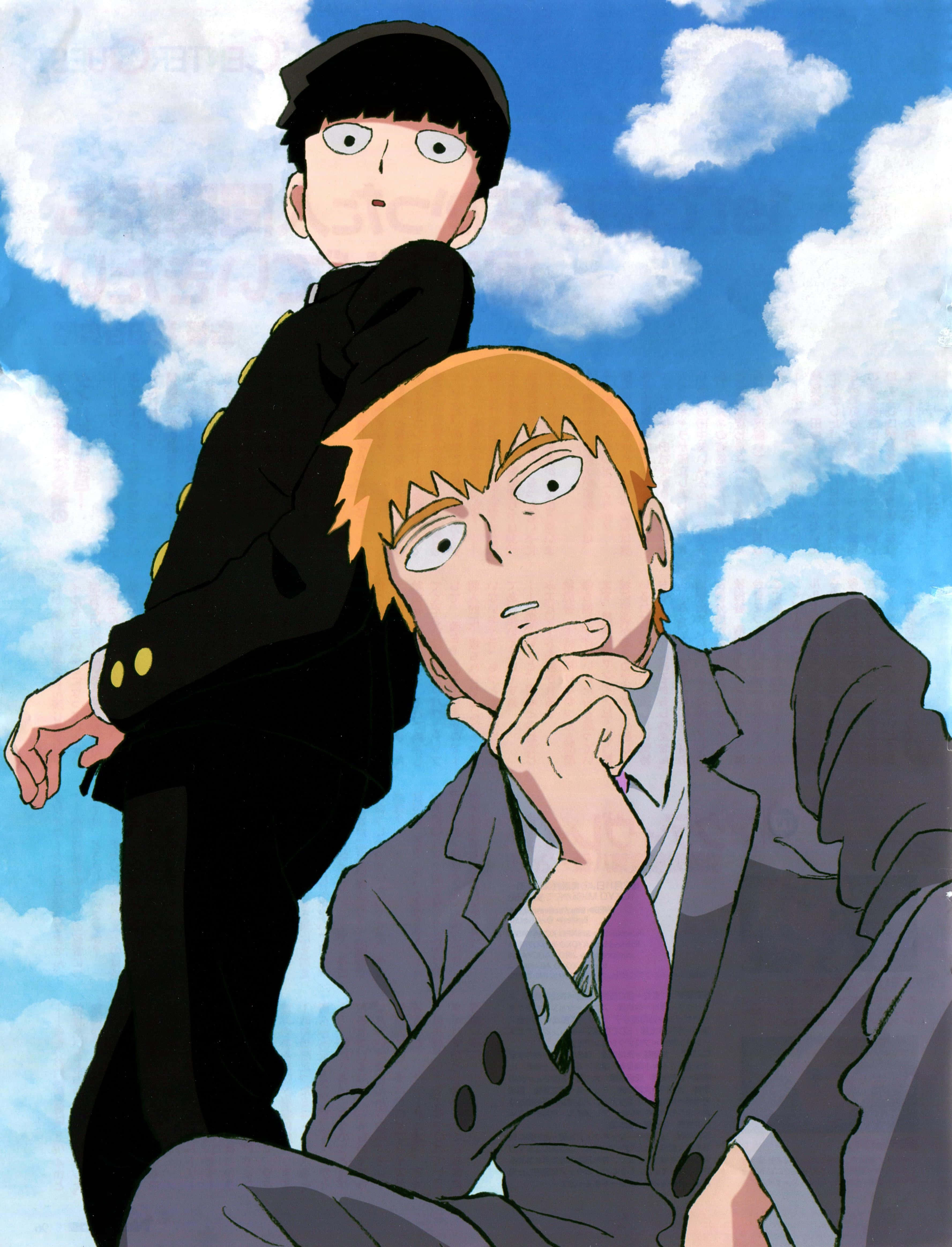 Arataka Reigen na ipinapakita ang kanyang psychic power sa aksyon Wallpaper