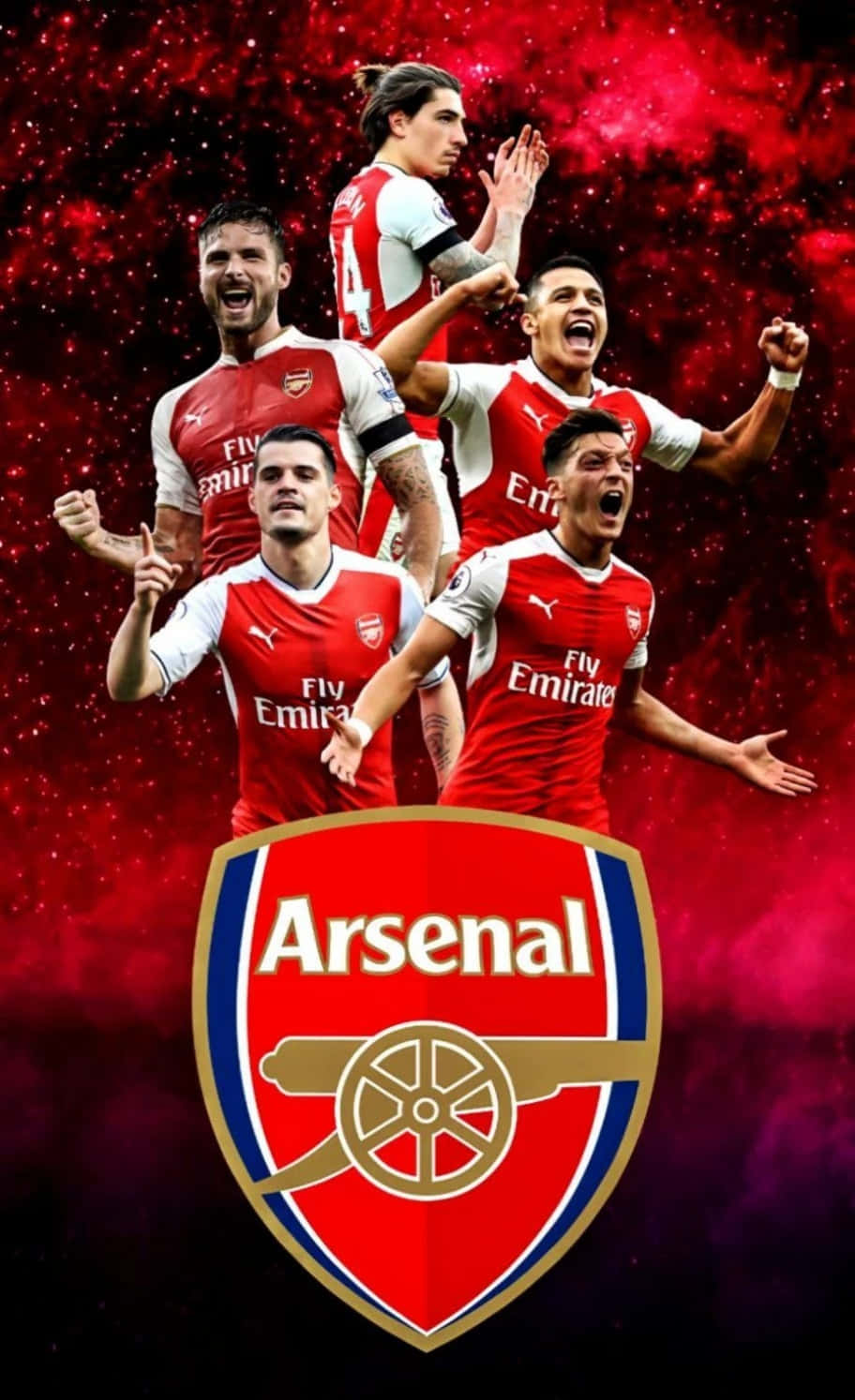 Arsenal team posing at the stadium Wallpaper