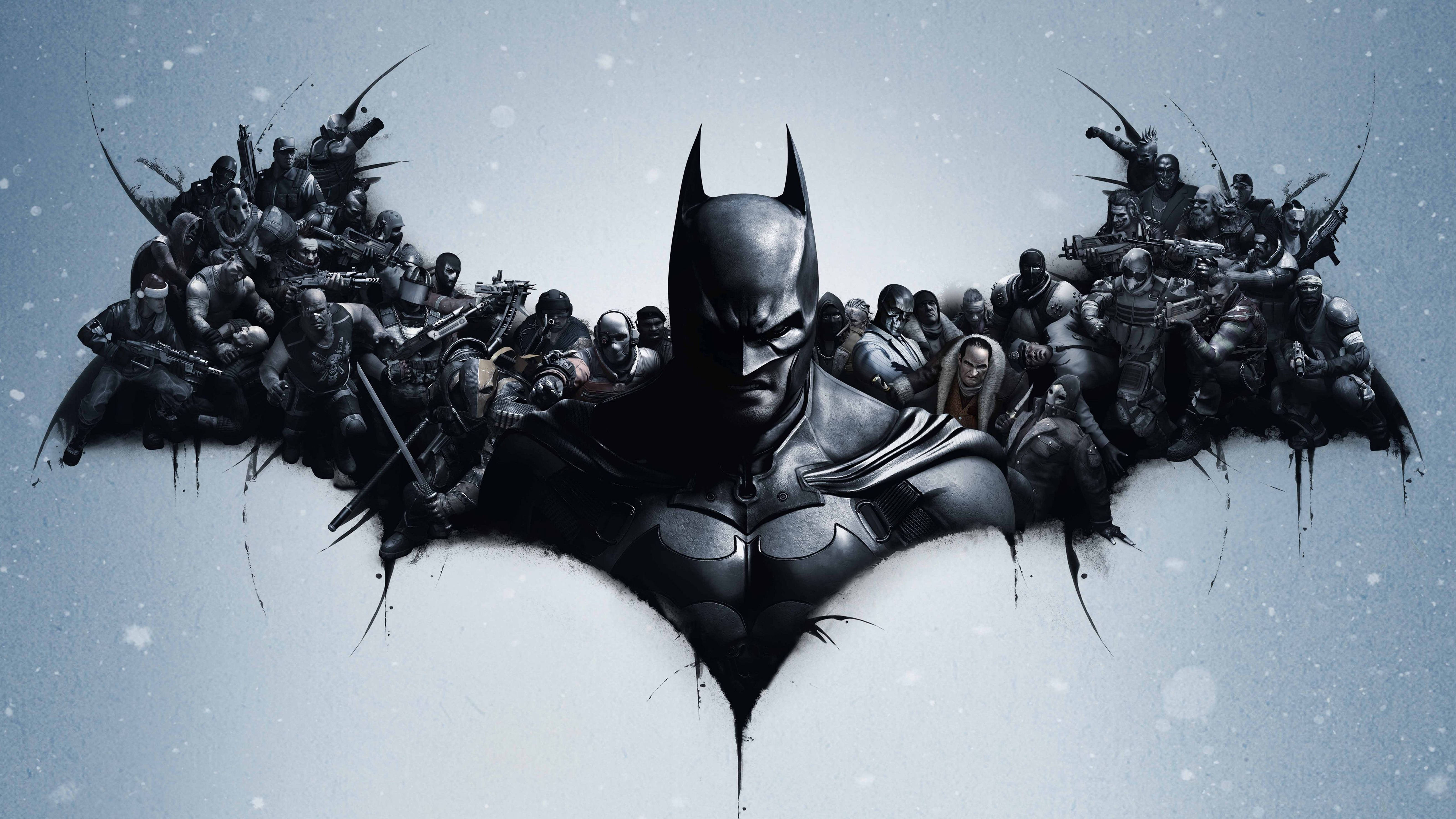 Artistikong Logo ni Batman Arkham City 4K Wallpaper
