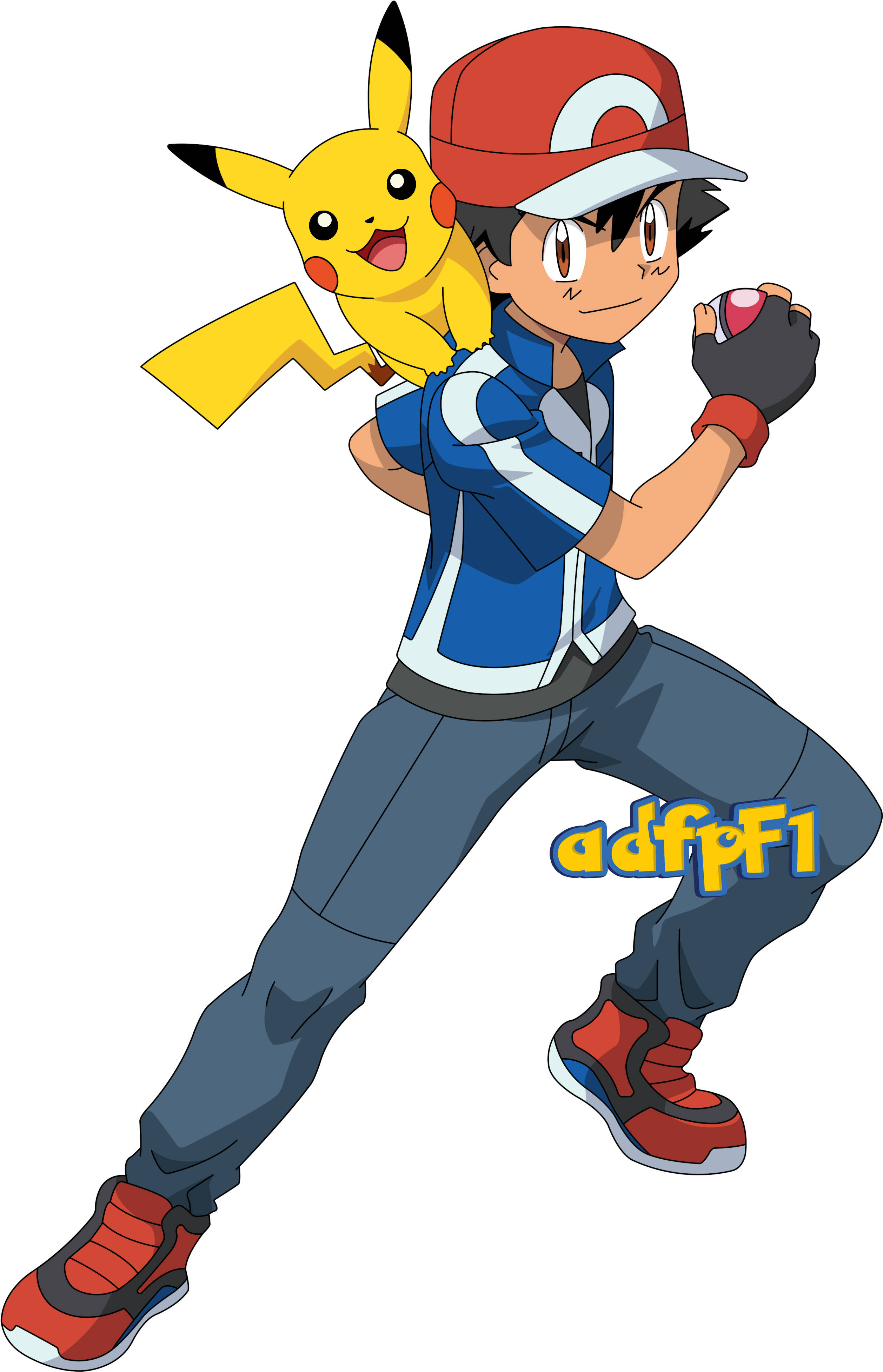 Ash at Pikachu HD Dashing Pose Wallpaper