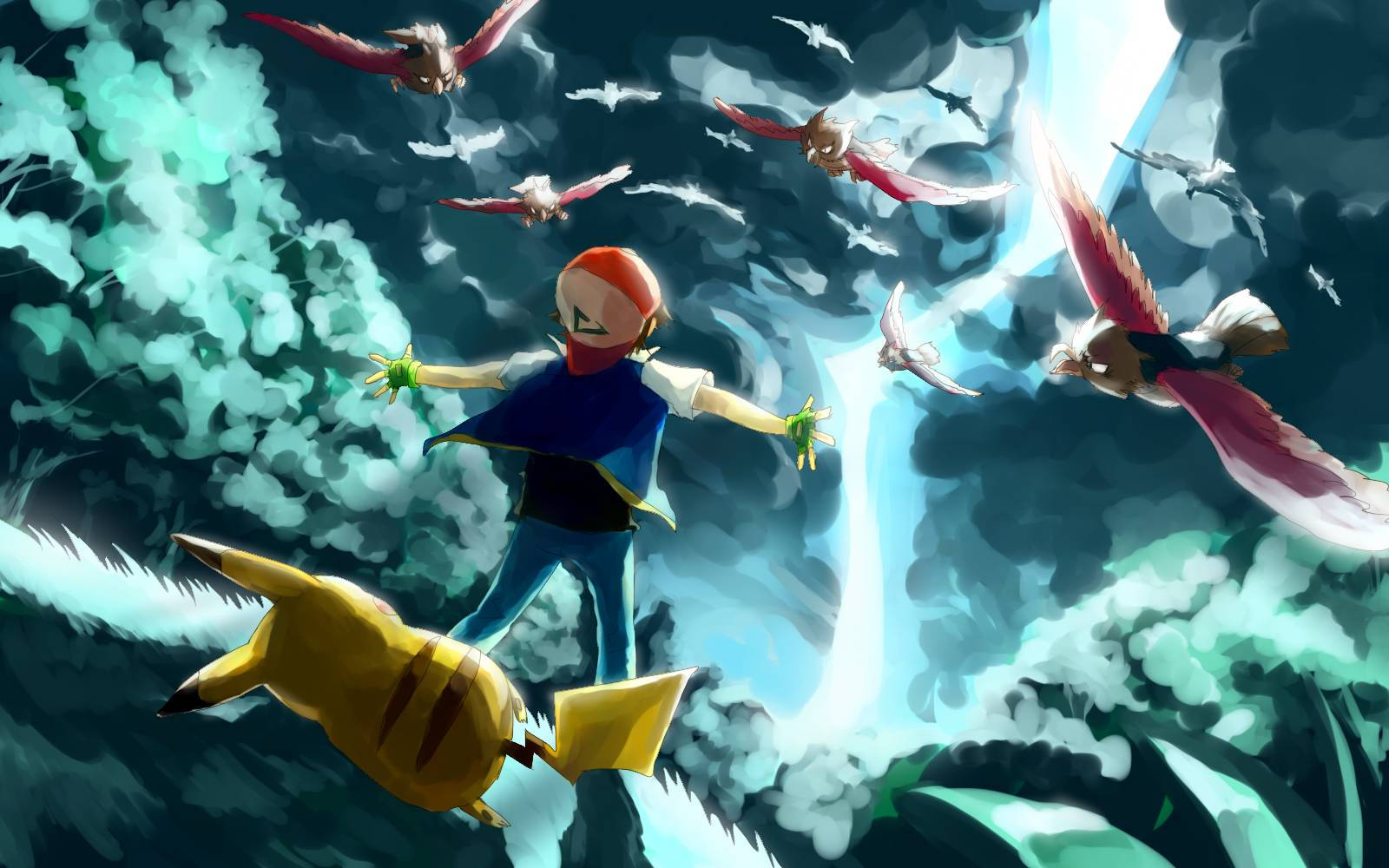 Ash at Pikachu Pokemon Wallpaper