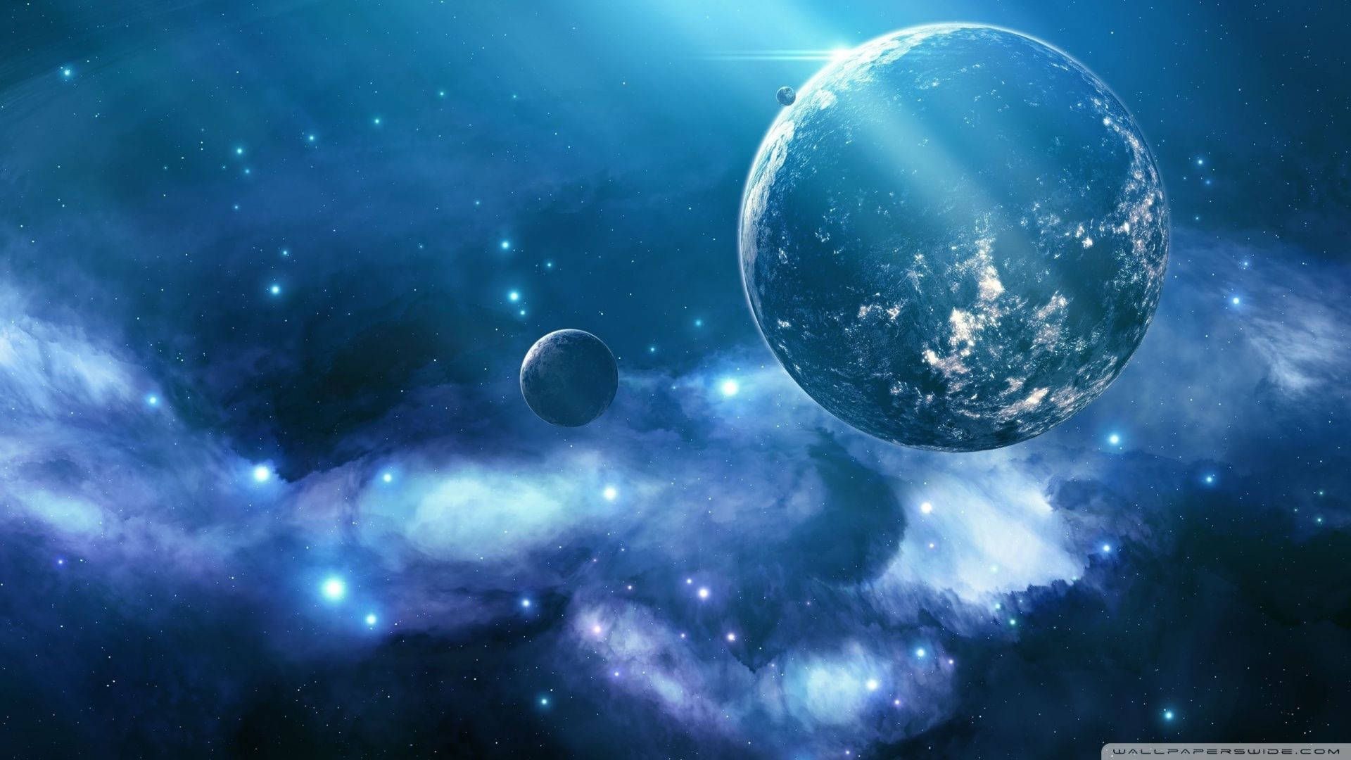 Asteroid, Gas, at mga Bituin ang Nagbibigay Liwanag sa Isang Makalangit na Galaxy Wallpaper