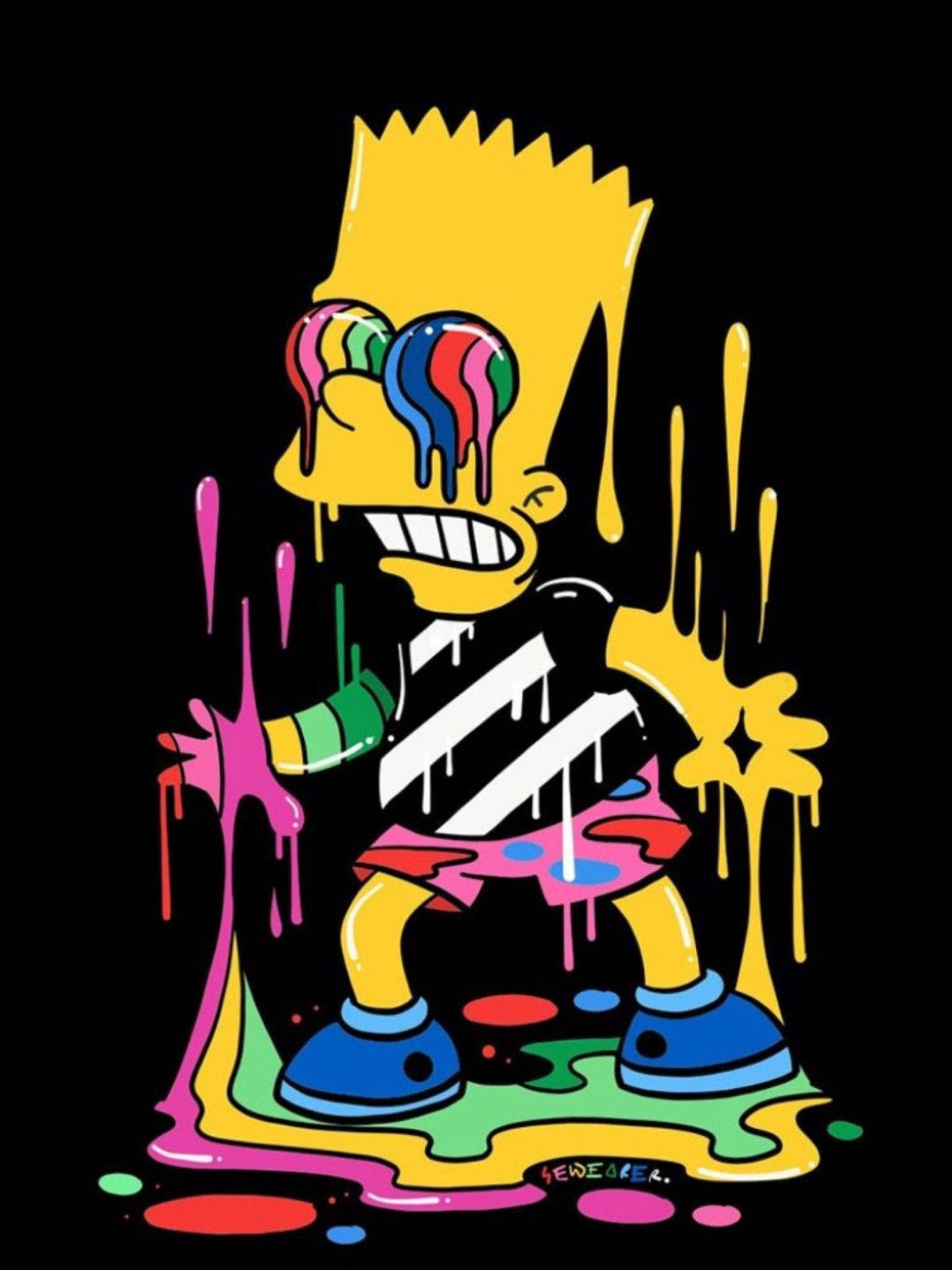 Astig na Bart Simpson na May Abstract na Pintura Wallpaper