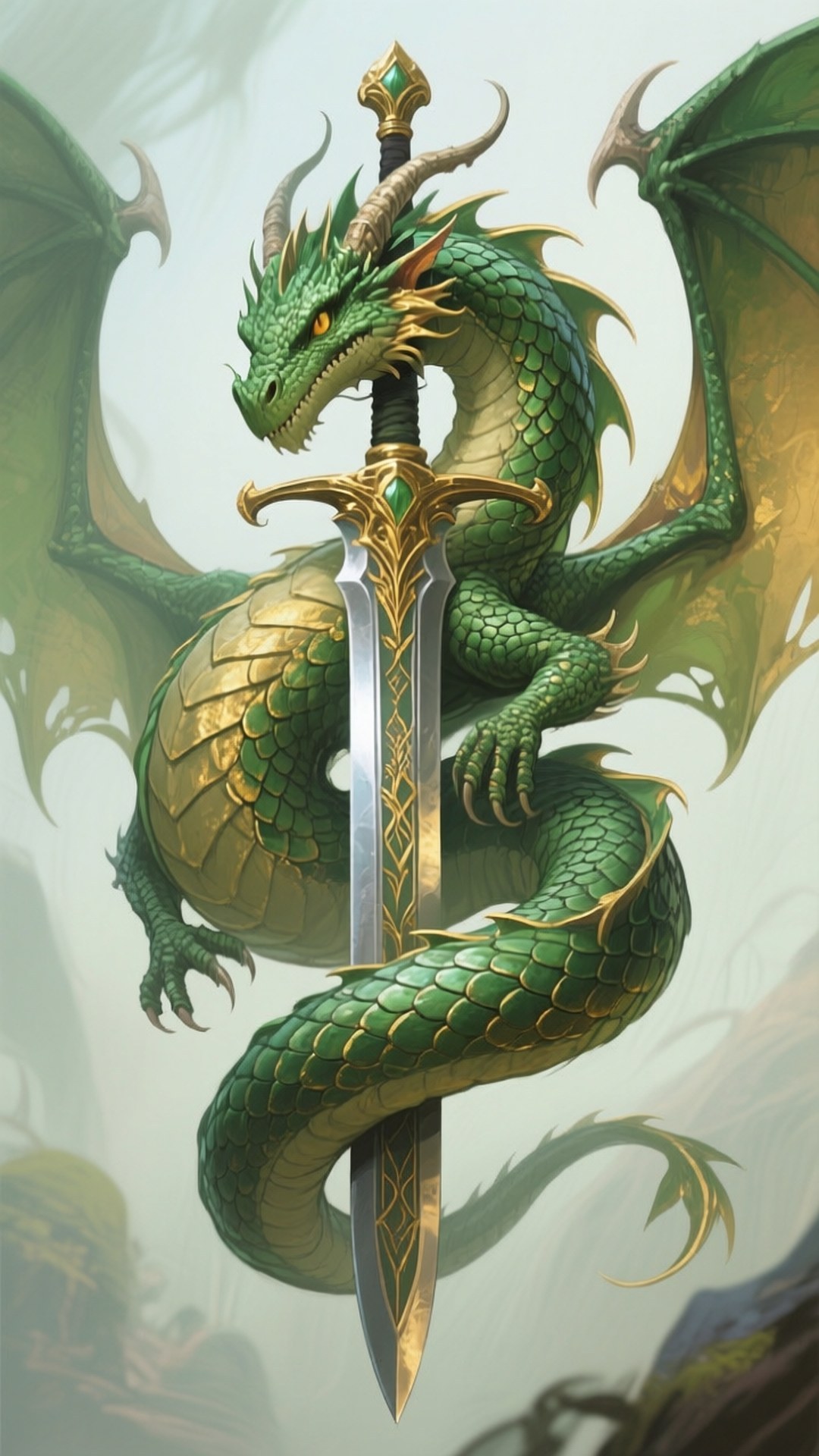 Astig na Guhit ng Tabak na Dragon Wallpaper