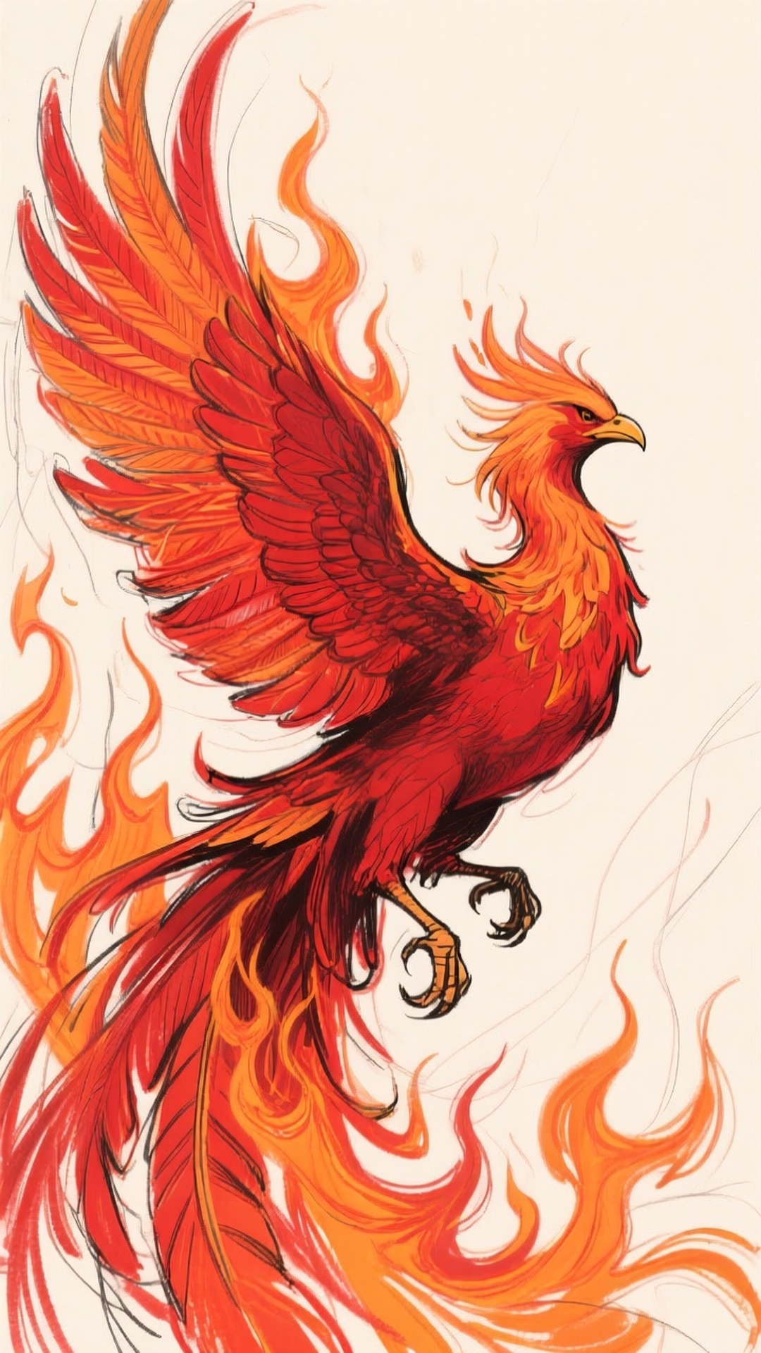 Astig na Guhit ng Maapoy na Fenix Wallpaper