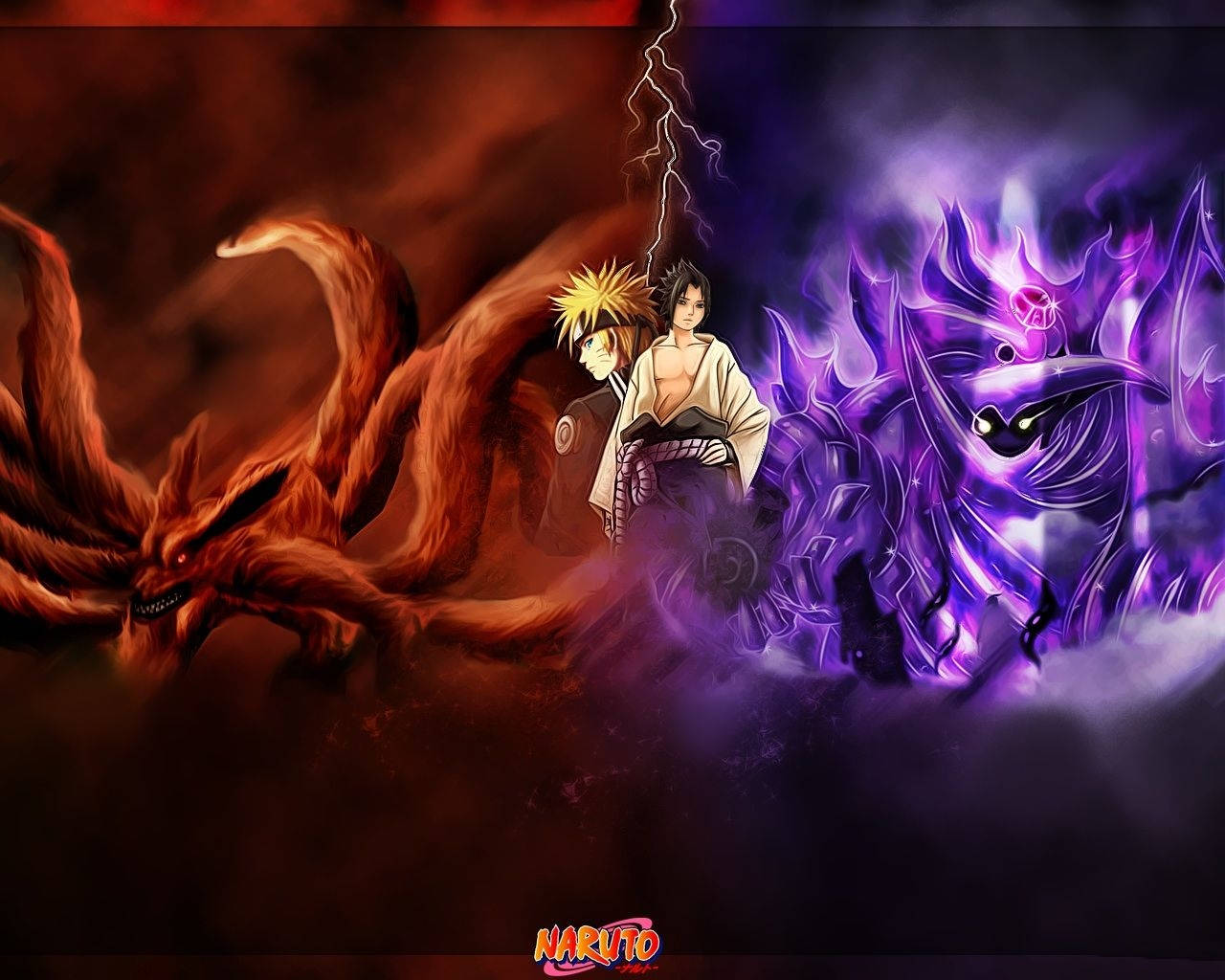 Astig na Naruto at Sasuke Kasama ang Kanilang Mga Hayop Wallpaper