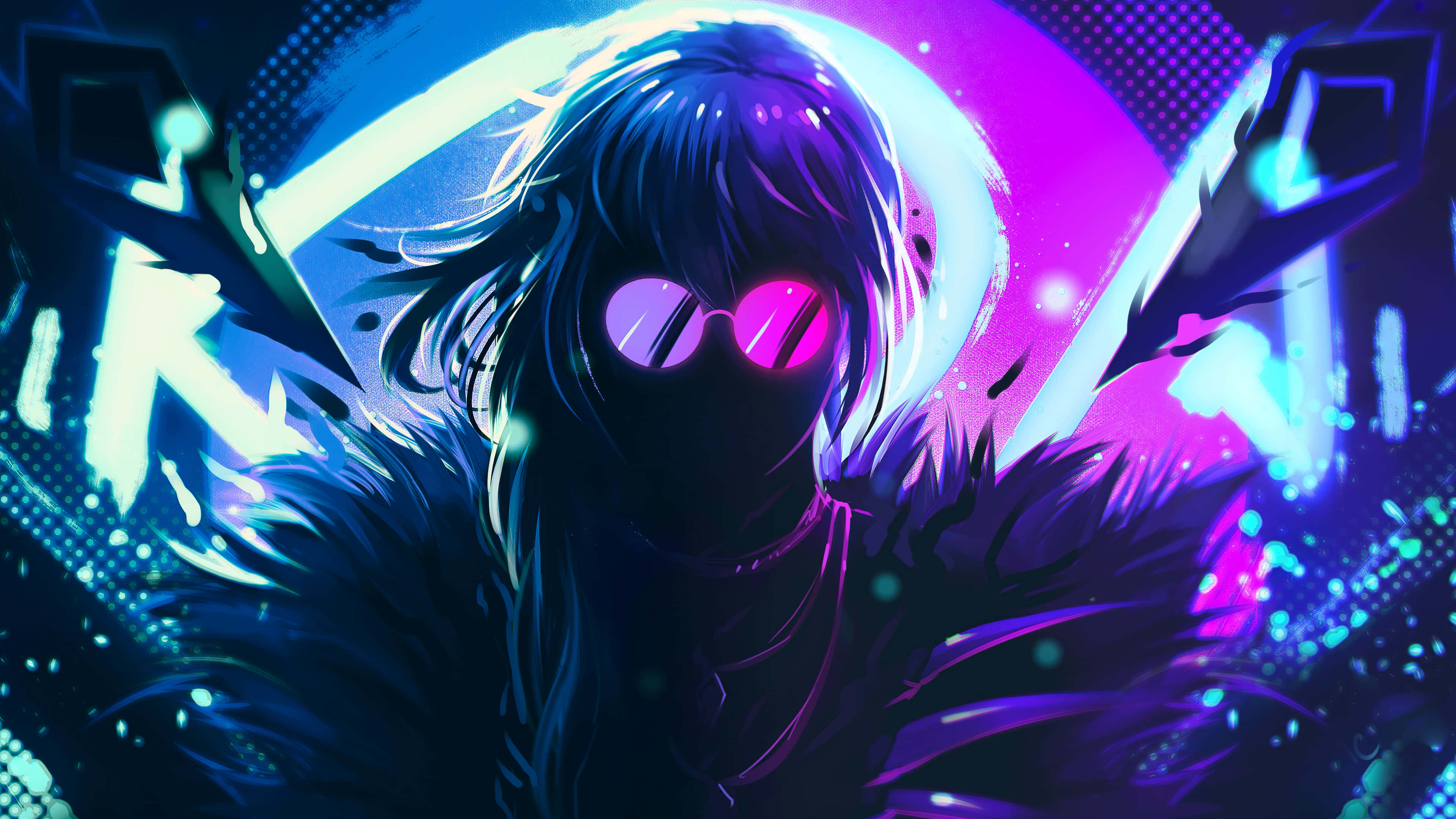 Astig na Neon Asul at Lila na Larawan ni Evelynn mula League of Legends Wallpaper