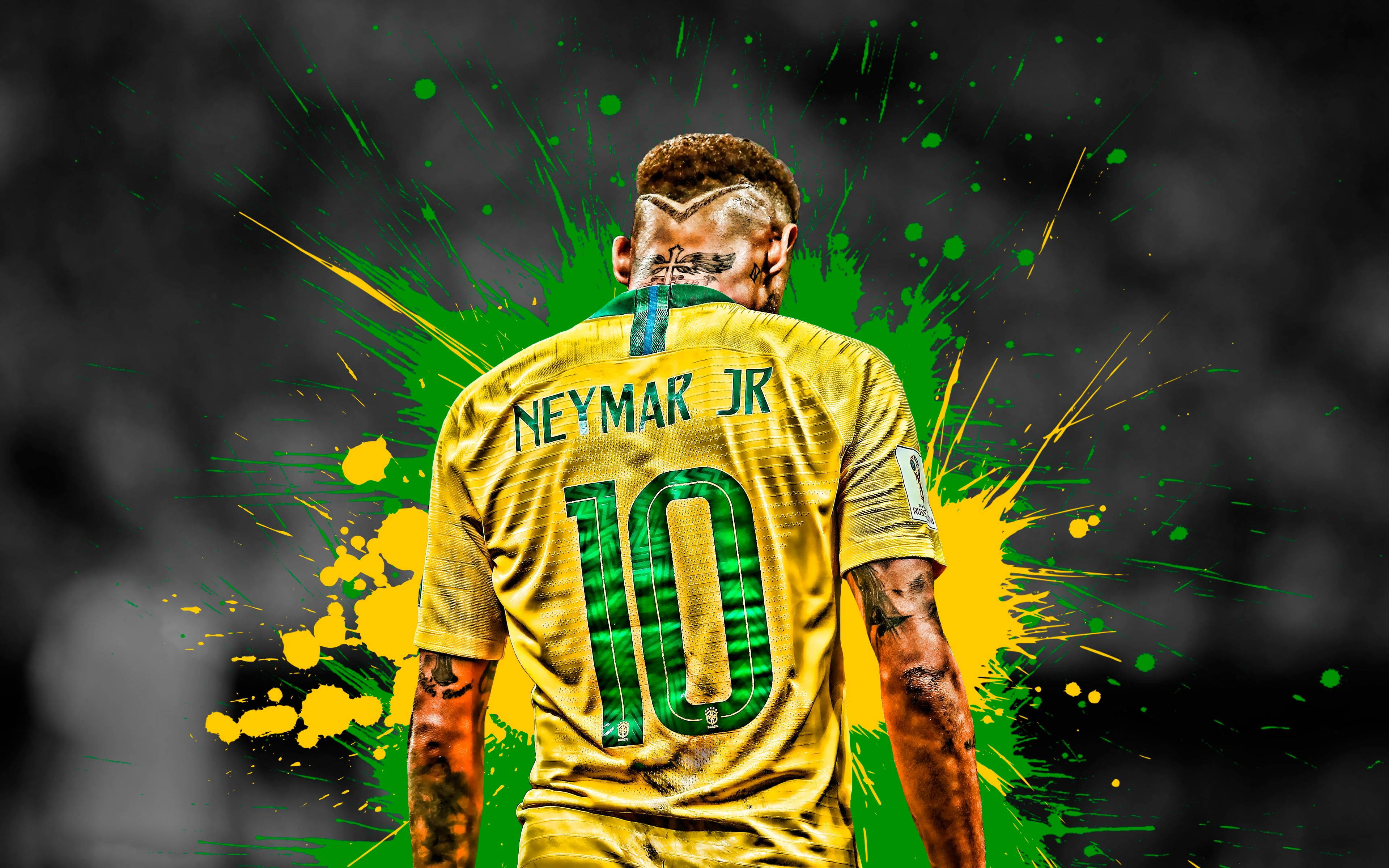 Astig na Neymar Jr na Berde at Dilaw na Splash Wallpaper