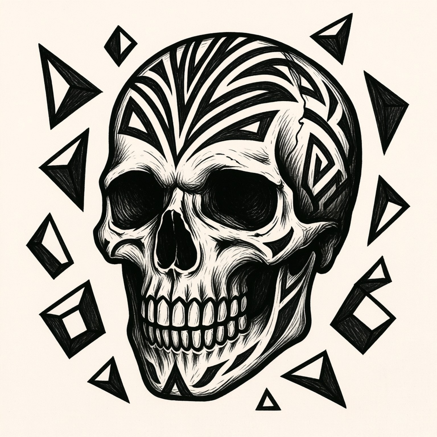 Astig na Tribal na Bungo na Guhit Wallpaper