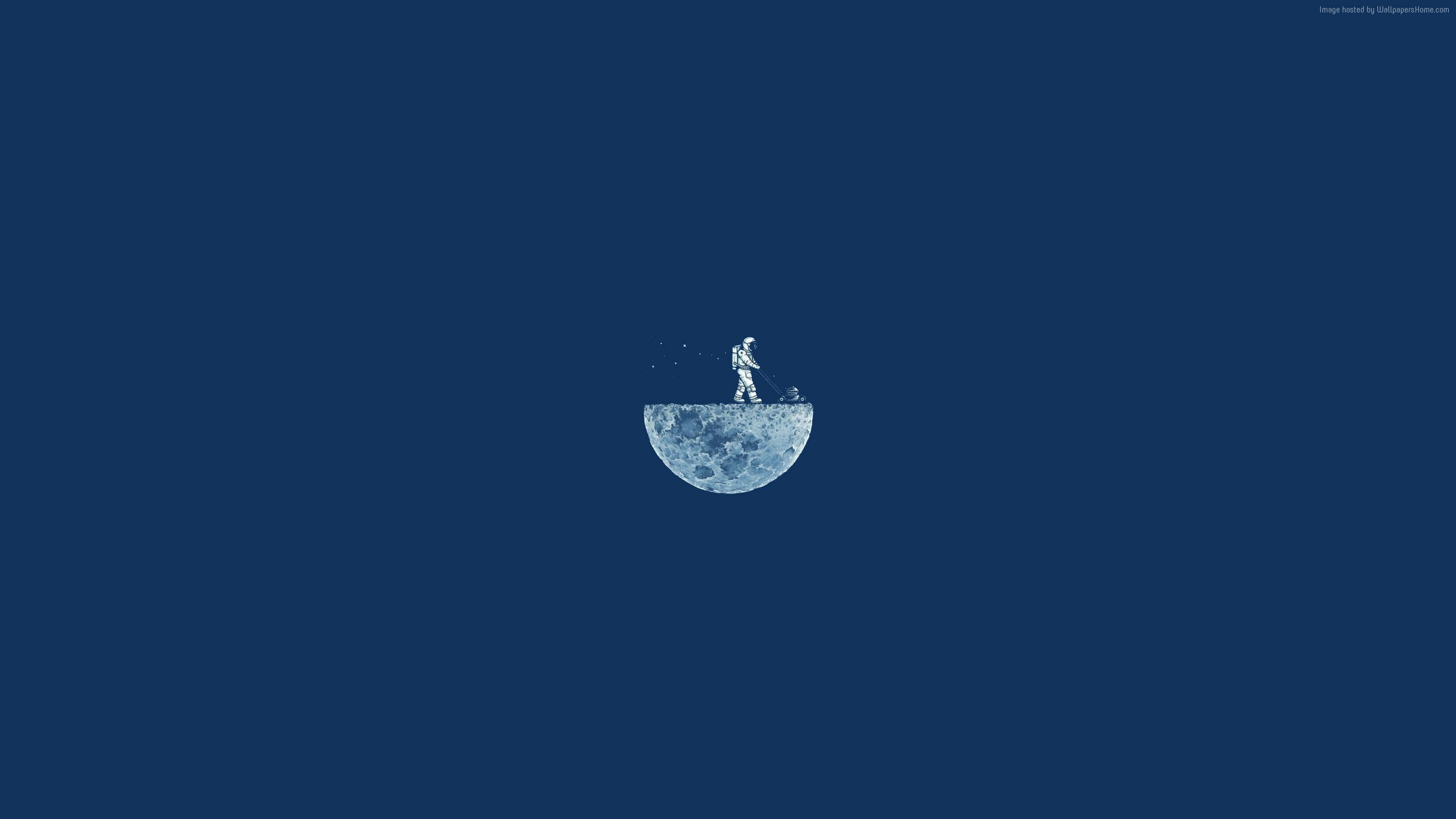 Astronaut na Nagmamown ng Buwan Minimalist Aesthetic Laptop Wallpaper