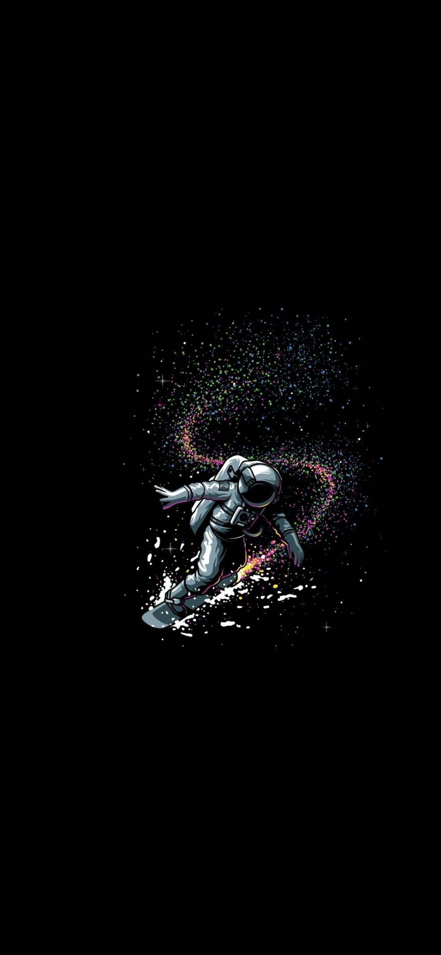 Astronaut sa Kalawakan Minimalist Black Phone Wallpaper
