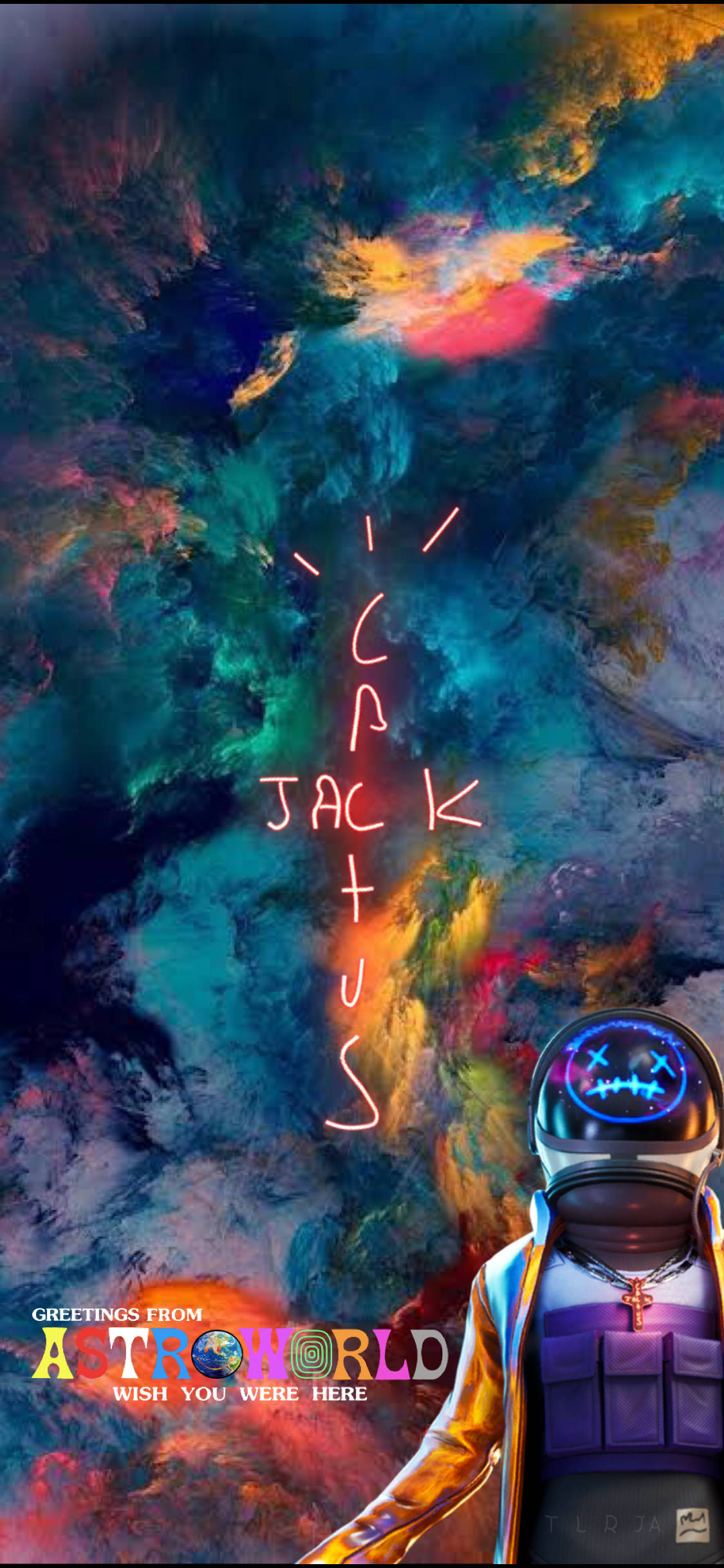 Astroworld iPhone Jack Cactus Makulay na Usok Wallpaper