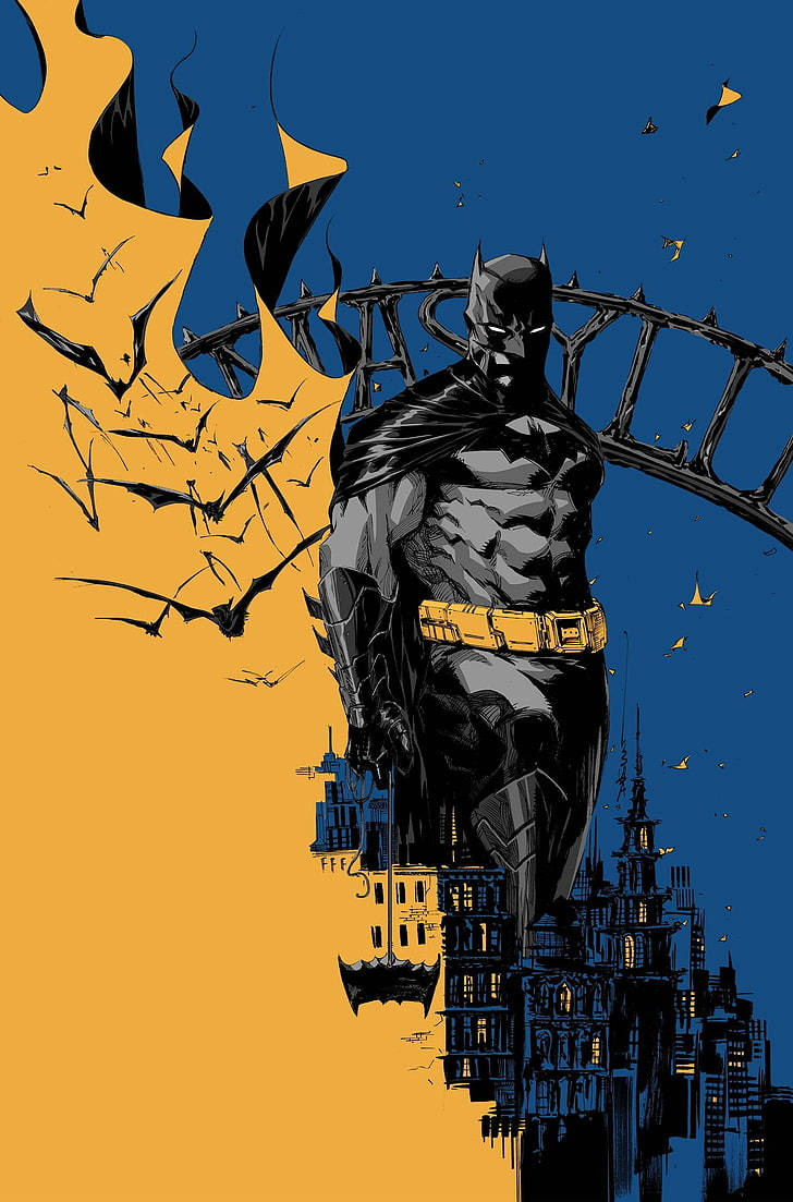 Asul at Dilaw na Batman Arkham Knight iPhone Wallpaper