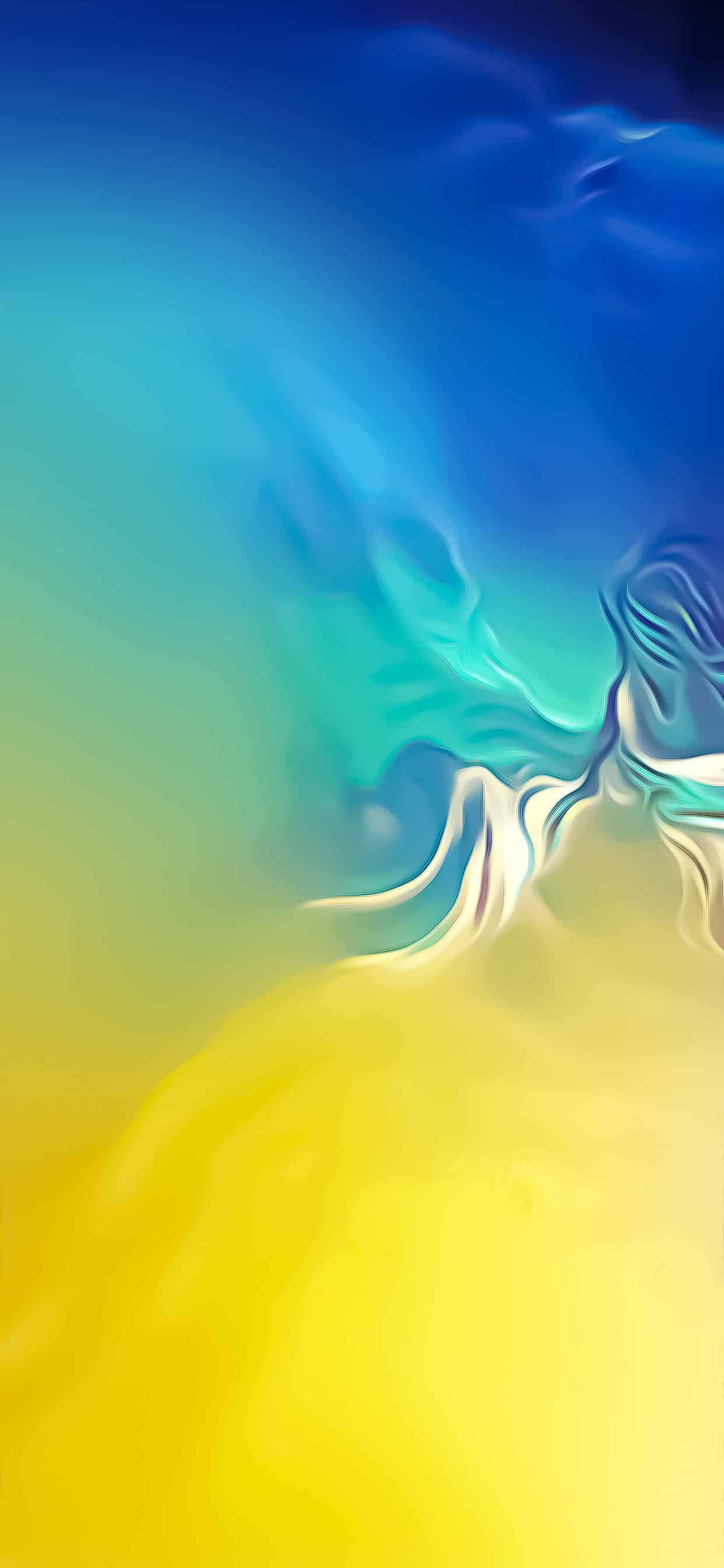 Asul at Dilaw na Galaxy S10 Wallpaper