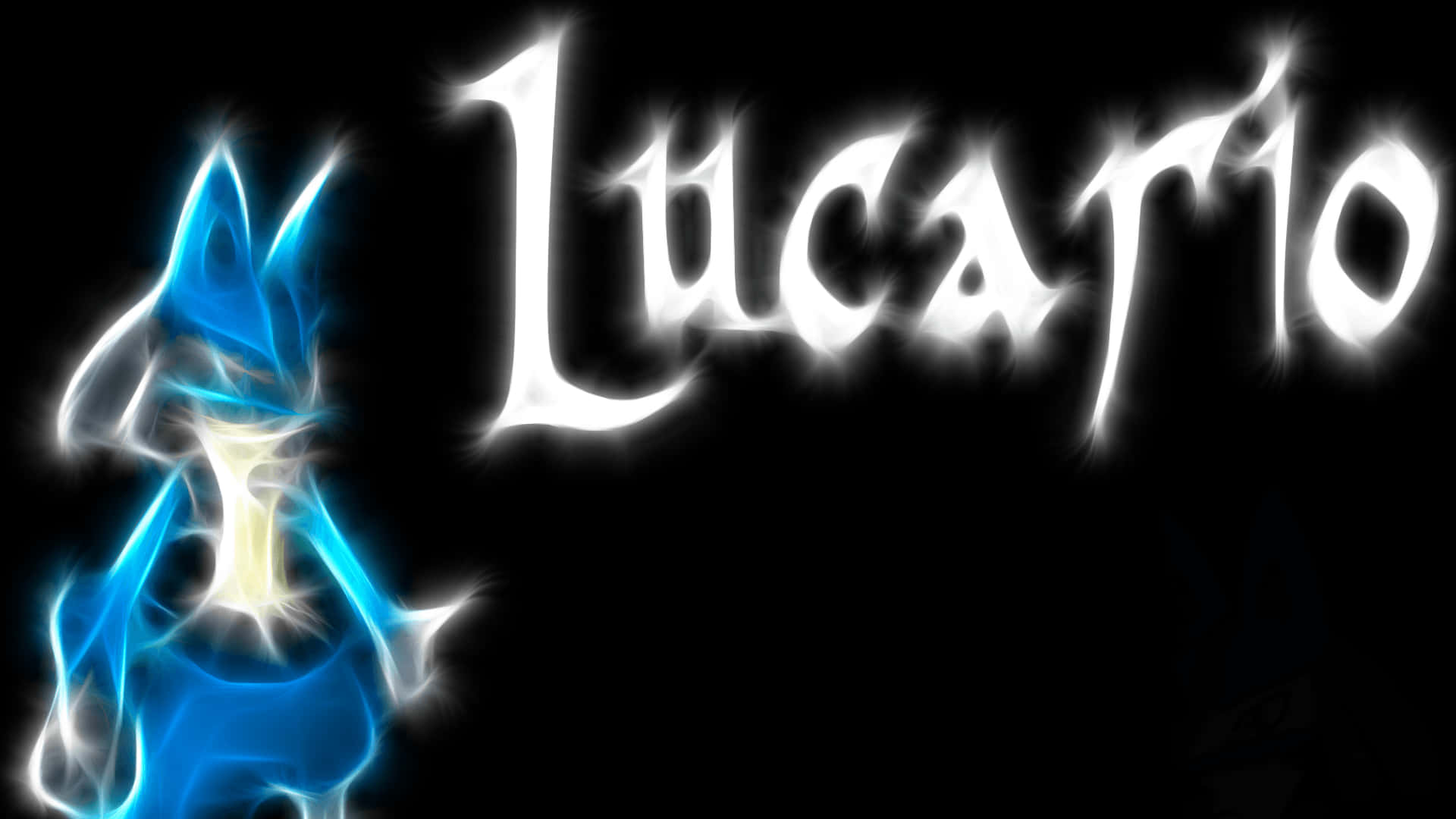 Asul at Puti na Kumikinang na Pokemon Lucario Wallpaper