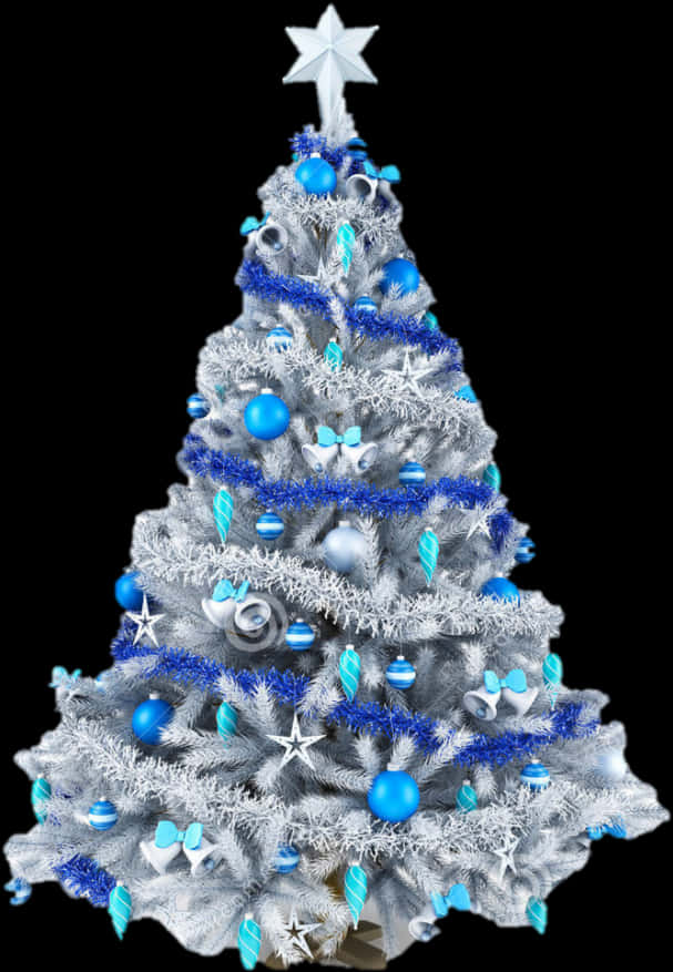 Asul at Puting Puno ng Pasko Wallpaper